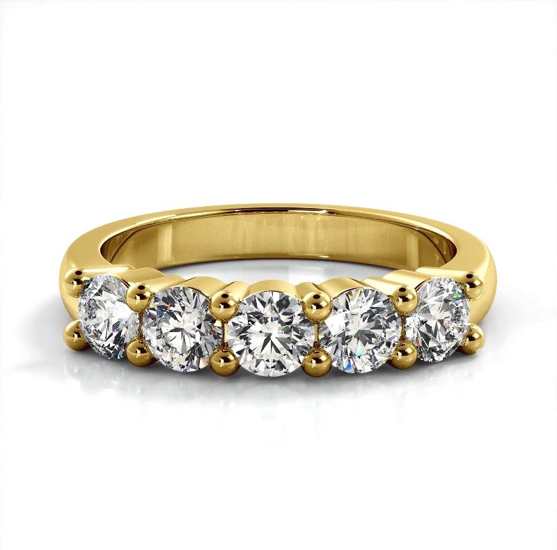 1.25 Carat Round Diamond Five Stone Wedding Band Ring for Women - Elegant Bridal Jewelry for Engagement, Anniversary & Special Occasions