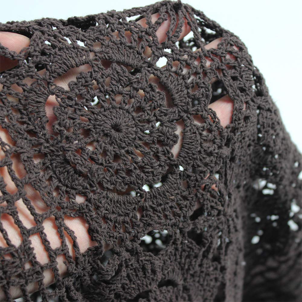 Handmade Cotton Crochet Lace Oval Table Runner - 14x36 Inch Dark Brown Decorative Table Cover for Dining, Coffee, Console, Dresser & TV Stand - Elegant Home Decor for Weddings & Special Occasions