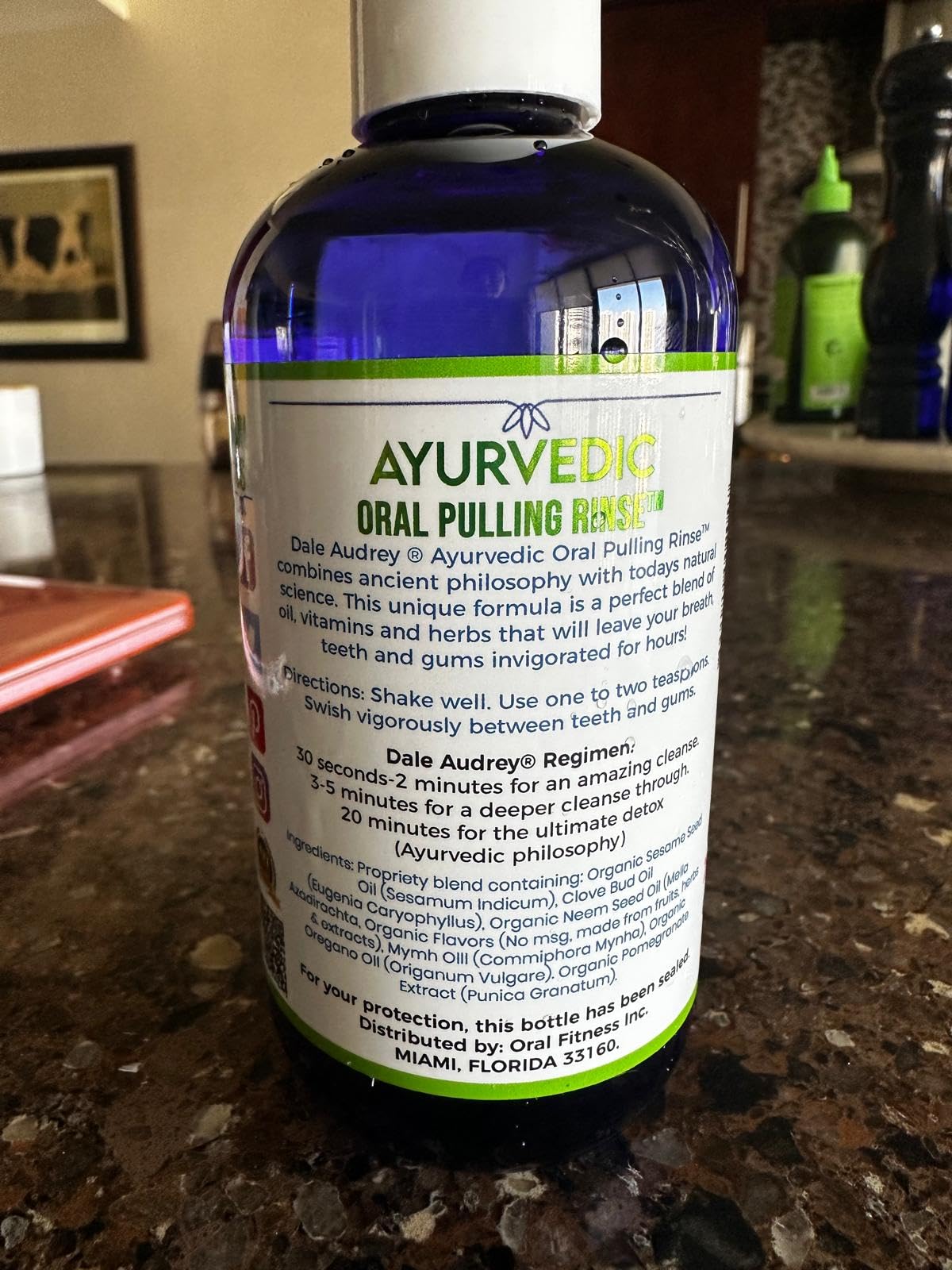 Organic Oil Pulling for Teeth Whitening & Gum Care - Ayurvedic Mouthwash with Refreshing Mint Flavor - Pack of 3 (8 FL Oz Each) - Natural Bad Breath Solution & Oral Rinse - Perfect for Morning Routine & Dental Hygiene