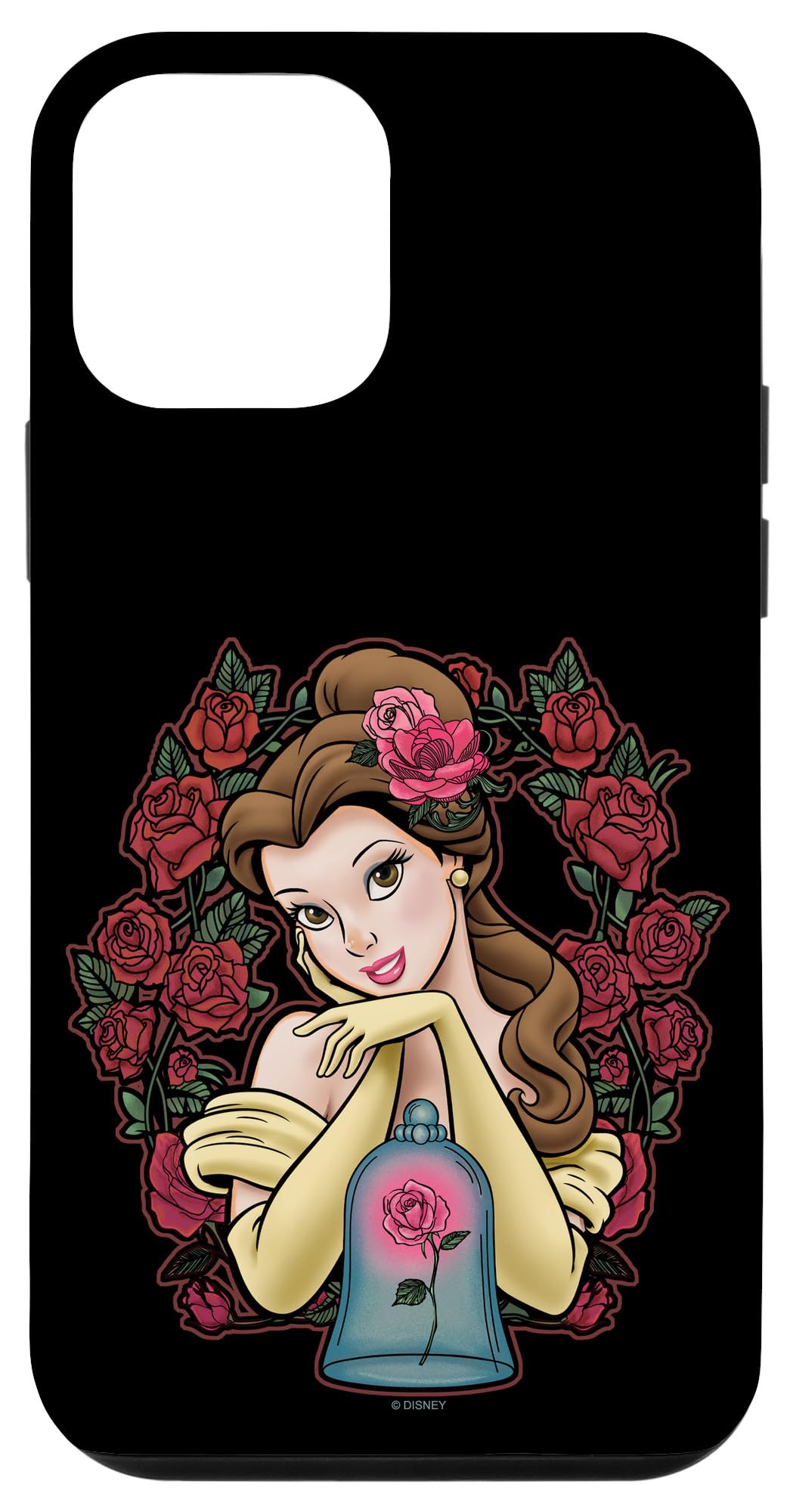 iPhone 12 Mini Disney Beauty & The Beast Belle Rose Portrait Phone Case - Cute Disney Princess Protective Cover for iPhone 12 Mini - Perfect Gift for Disney Fans & Beauty and the Beast Lovers
