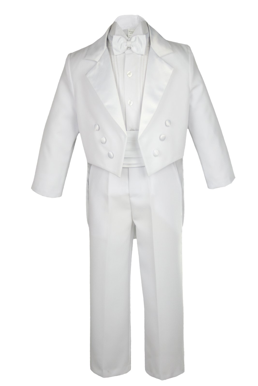 Unotux Boys White Tail Tuxedo Suit - Formal Wear for Baby to Teen (2T) - Perfect for Weddings, Parties & Special Occasions