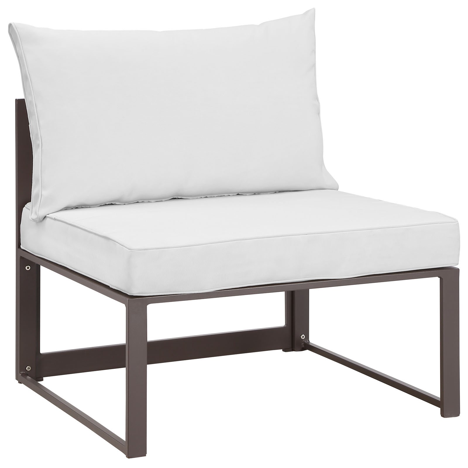Modway Fortuna Aluminum Outdoor Patio Armless Chair - Brown & White - Weather-Resistant & Lightweight for Poolside, Garden, or Backyard Relaxation