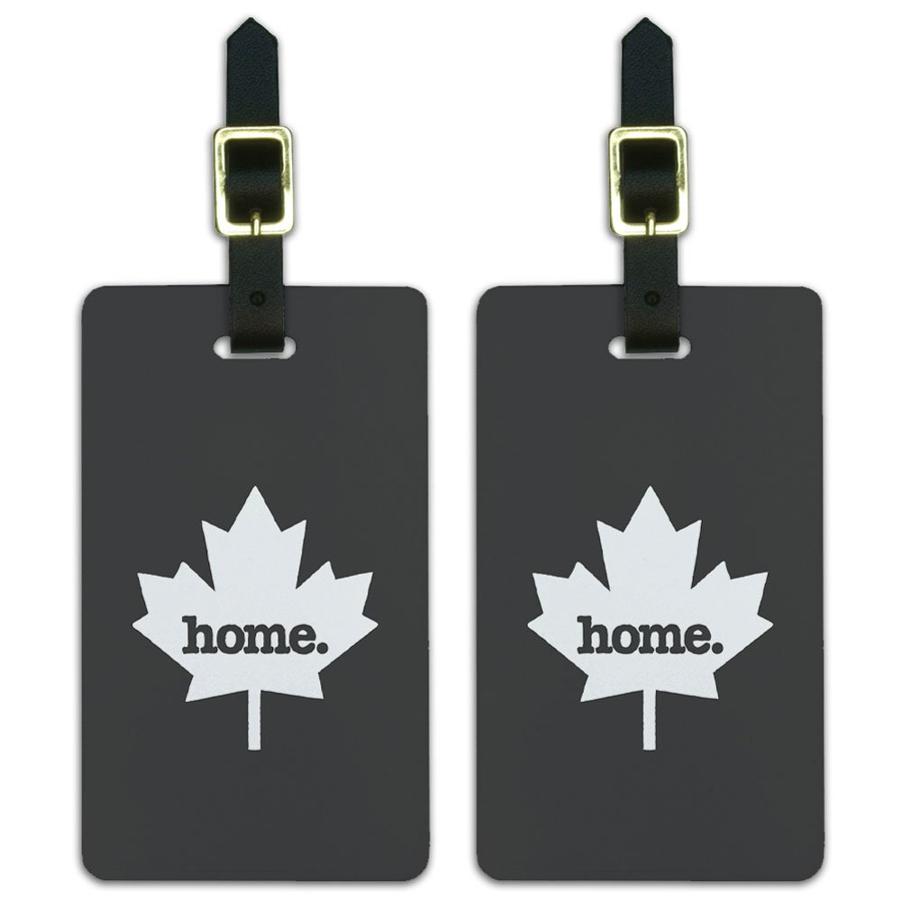 Canada Maple Leaf Luggage Tags - Solid Dark Gray & White for Suitcases, Bags & Travel Accessories | Perfect for Travelers, Backpacks & Identification