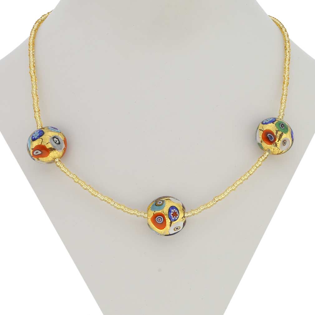 Venetian Murano Glass Klimt Royal Disks Necklace - Handmade Italian Jewelry for Women, Elegant Gift for Special Occasions