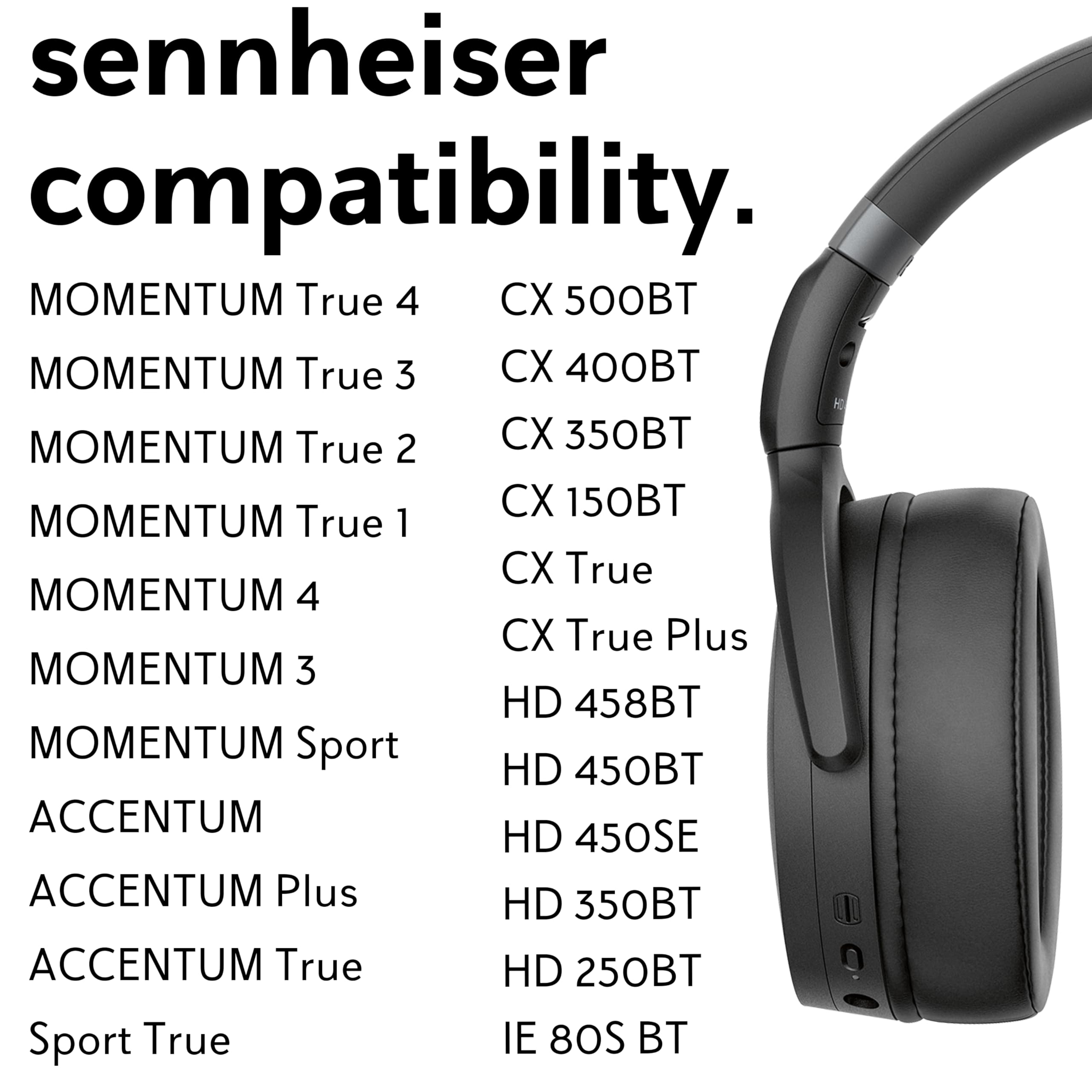 Original Sennheiser USB-C Charging Cable - Fast Charge Replacement for MOMENTUM True 4/3/2/1 Earbuds, MOMENTUM 3/4 Headphones, ACCENTUM Plus, HD 450BT, CX 400BT - 1.2m Durable Cord (UK Plug) | Perfect for Travel, Home & Office Use