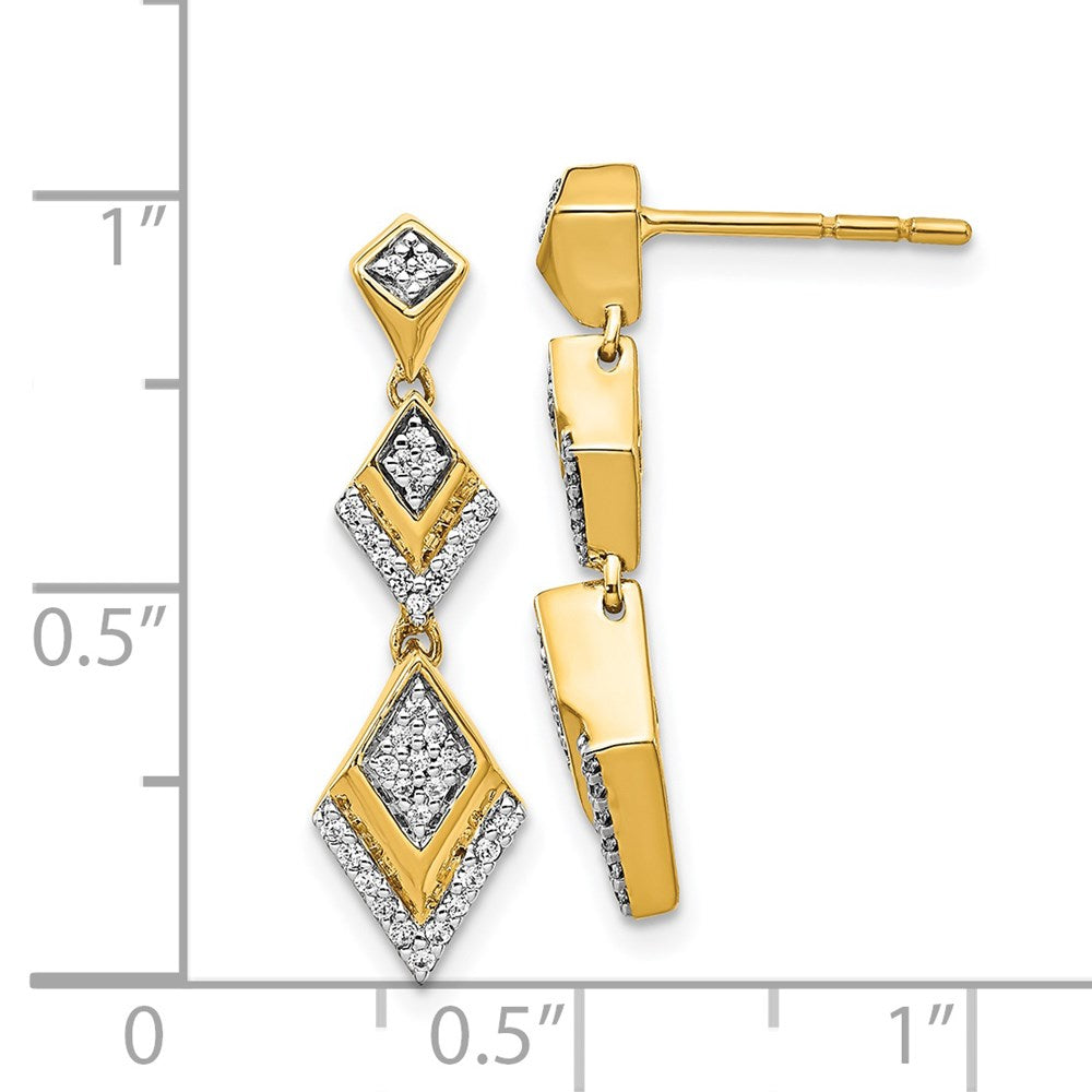 Luxury 14K Gold Diamond Dangle Earrings for Women - Elegant Fancy Post Drop Earrings EM3905 025 YA - Perfect for Parties, Weddings & Special Occasions