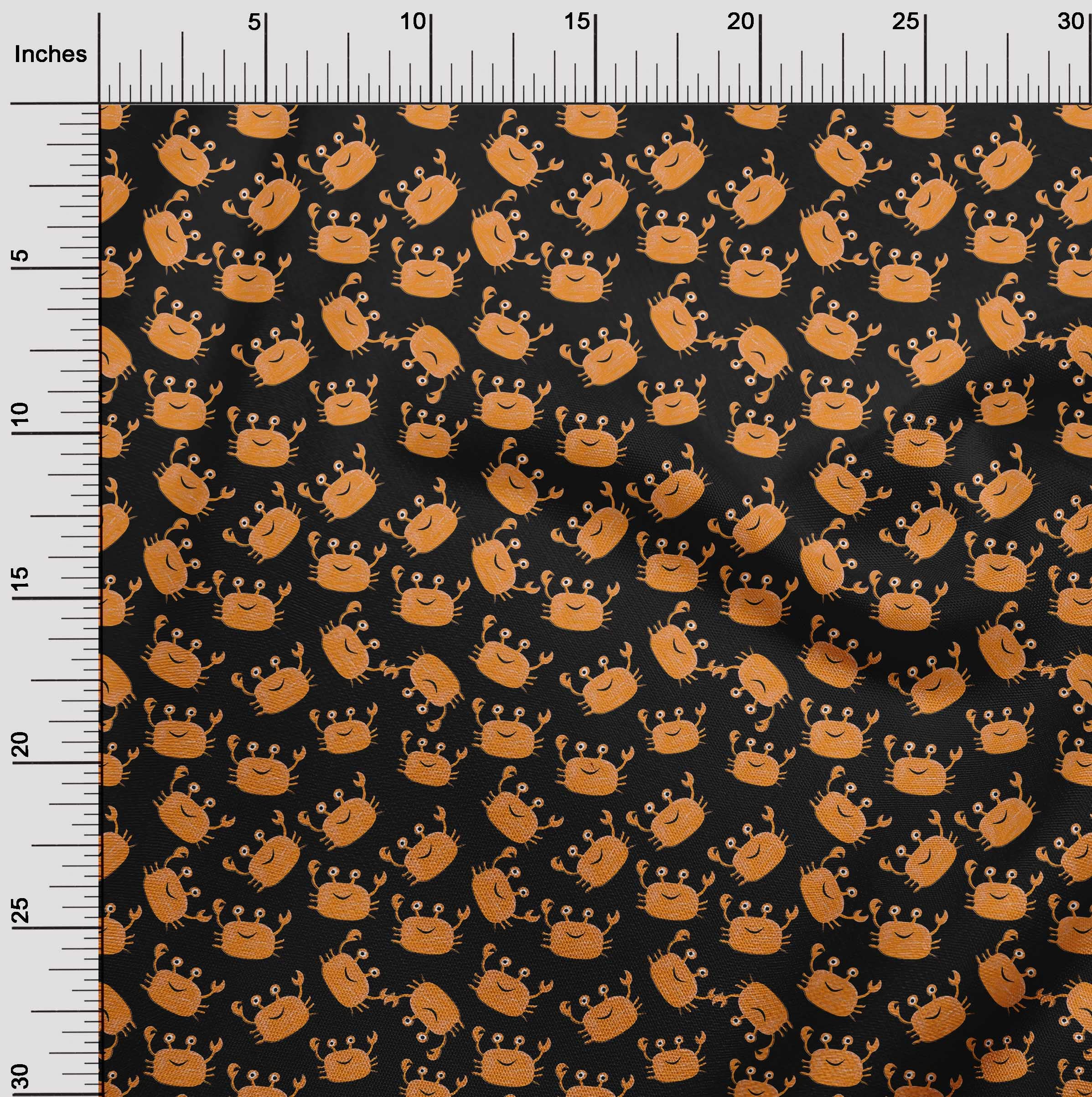 Premium 100% Cotton Cambric Orange Fabric for Kids - DIY Crab Print Sewing Material by The Yard, 42 Inch Wide - Perfect for Children's Clothing, Costumes & Craft Projects