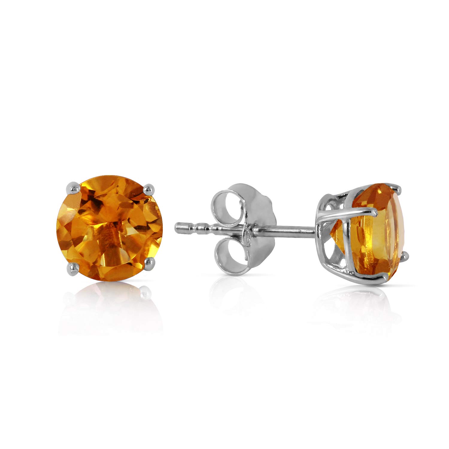 14K White Gold Citrine Stud Earrings - Galaxy Gold GG | Elegant Jewelry for Women, Perfect for Weddings, Parties & Daily Wear