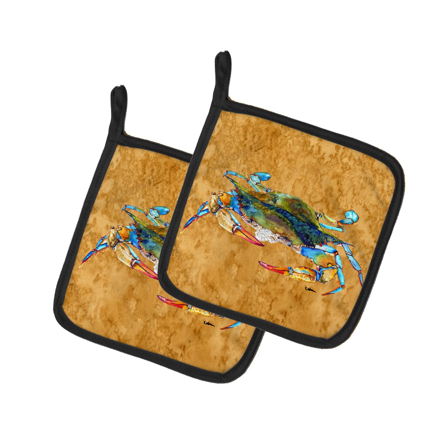 Caroline's Treasures Crab-Themed Heat Resistant Pot Holders Set - 7.5