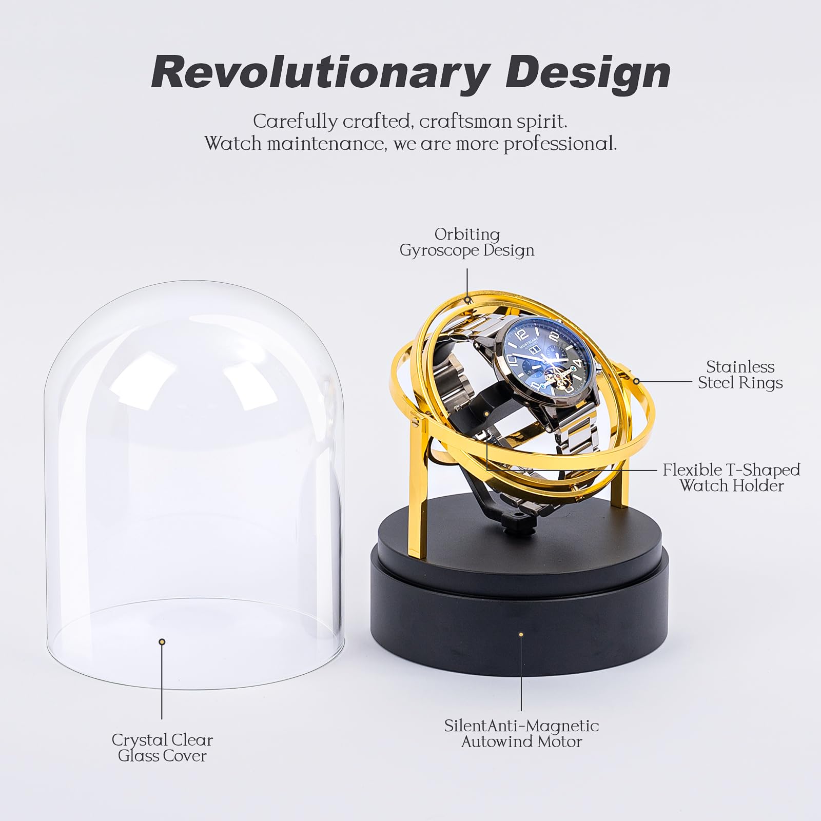 Premium Automatic Watch Winder Box for Mechanical Watches - 360° Silent Rotation, Elegant Glass Display Case | Perfect Watch Storage for Home, Office & Travel