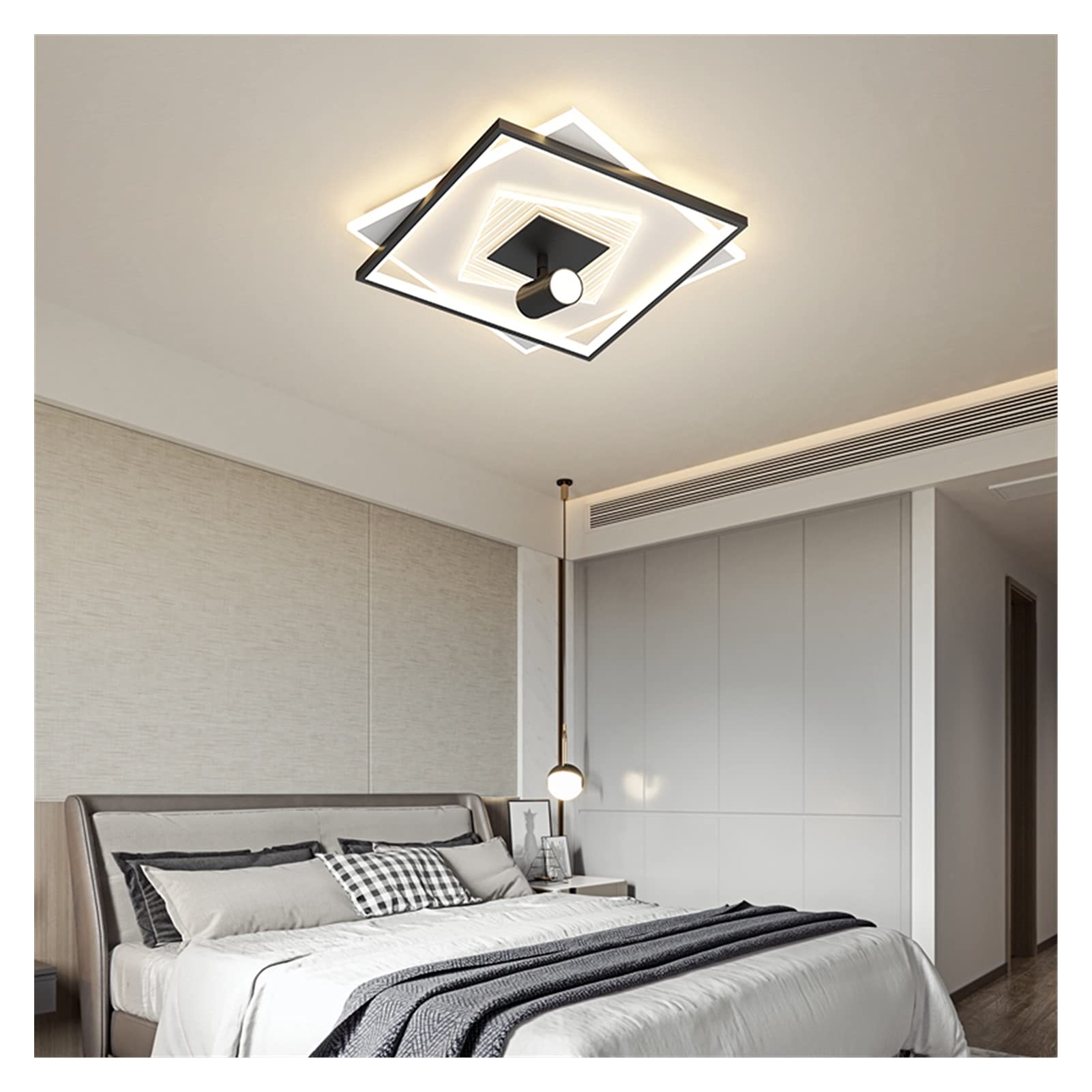 Modern LED Chandelier Ceiling Light - Dimmable Square 55x55x13cm Surface Mount Fixture for Bedroom, Living Room, Dining Room - Energy Efficient Home Lighting Decor for Modern Interiors
