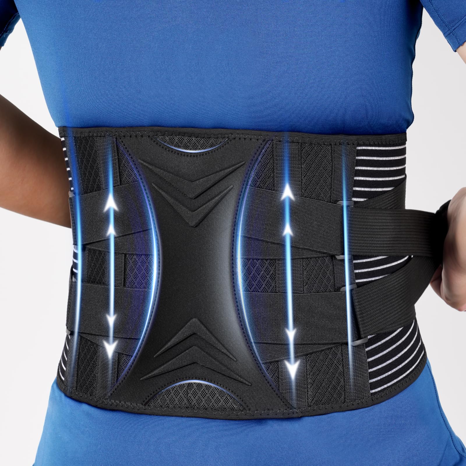 KKM Back Brace for Lower Back Pain Relief - Herniated Disc, Sciatica & Scoliosis Support, Breathable Lumbar Support Belt with Removable Pad for Men & Women (XL) - Ideal for Office Work, Heavy Lifting & Post-Surgery Recovery
