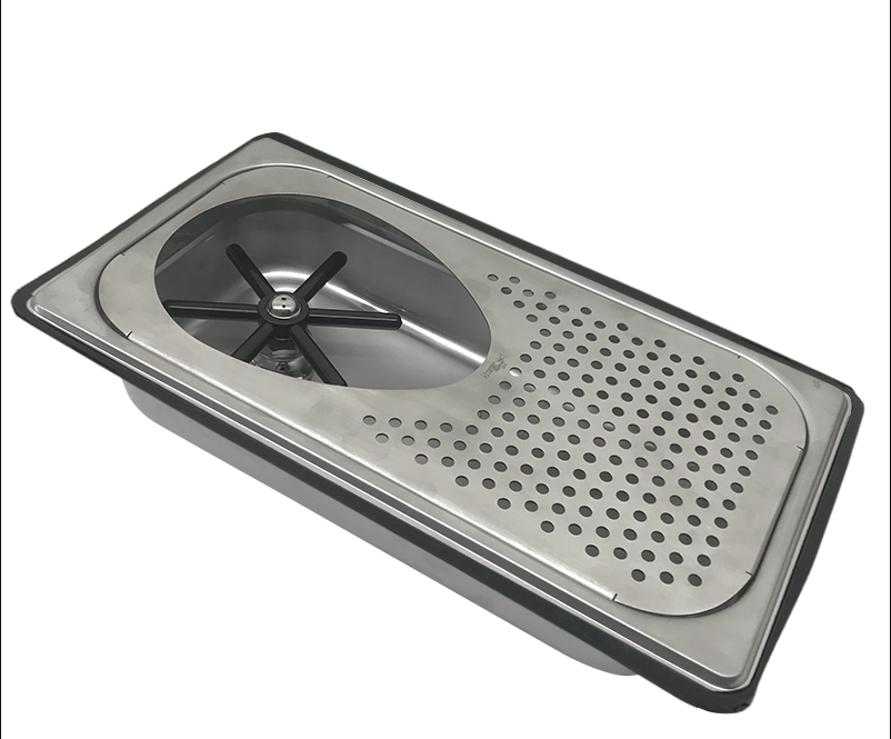 Krome Milk Rinser Side Spray Tray with Large Drain & Strainer - Perfect for Commercial Kitchens, Dairy Farms & Food Processing Plants