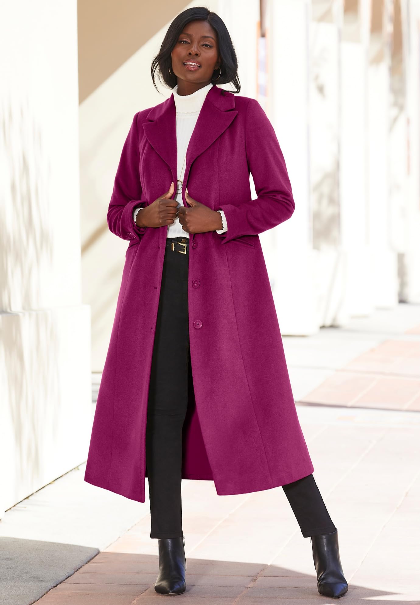 Jessica London Women's Plus Size Wool Blend Long Coat for Winter - Warm & Stylish Outerwear for Work, Travel & Special Occasions