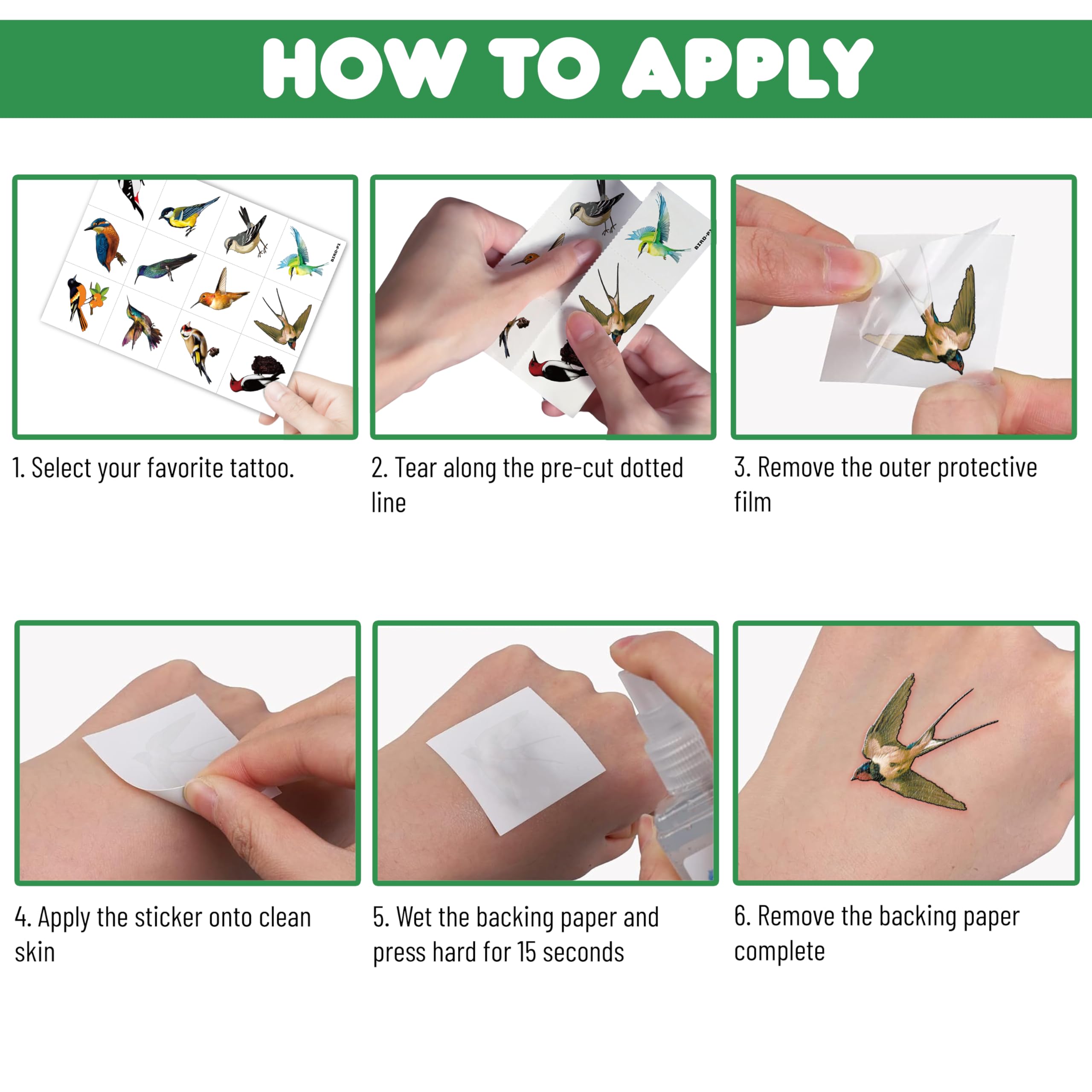 96 PCS Small Rainforest Bird Temporary Tattoos - Hummingbird & Tropical Bird Stickers for Kids, Birthday Party Favors, Hawaiian Summer Decorations, School Prizes & Rewards | Perfect for Themed Parties, Classroom Activities, Summer Camp Gifts & DIY Crafts