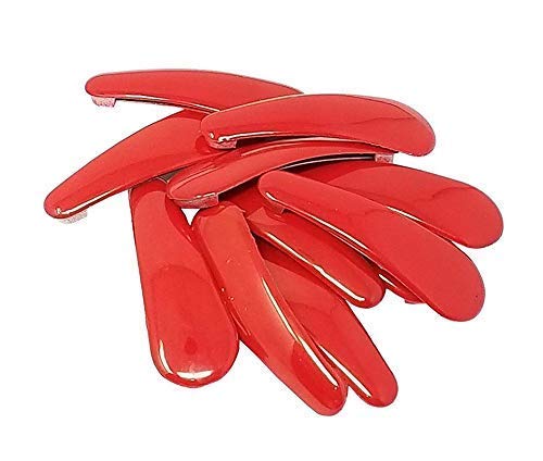 SIYAA Plastic Tic Tac Hair Clips - Fashionable Red Hair Accessories (Pack of 12) for Women, Girls - Perfect for School, Work, Parties & Everyday Styling
