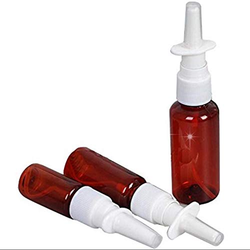 QUUPY 12-Pack 1oz Amber Plastic Refillable Spray Bottles - Essential Oil Dispenser, Nasal Sprayer & Travel Container for Makeup, Perfume, Medical Use | Perfect for DIY, Home & On-the-Go