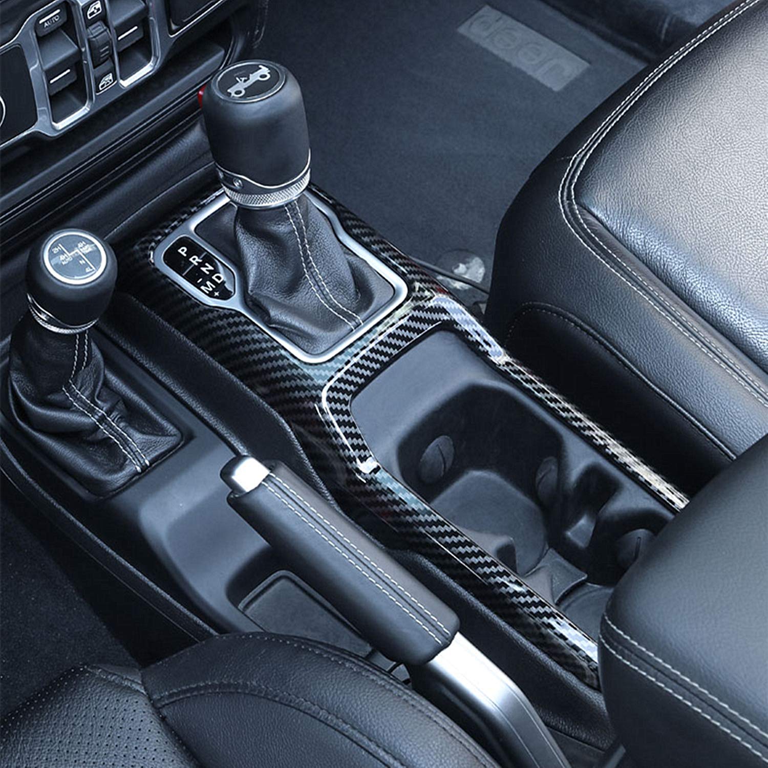 Carbon Fiber Dashboard Cover & Cup Holder Trim for Jeep Wrangler JL/JLU 4XE (2018-2023) - Interior Accessories for Sahara, Rubicon & Unlimited Models - Upgrade Your Ride with Stylish Protection