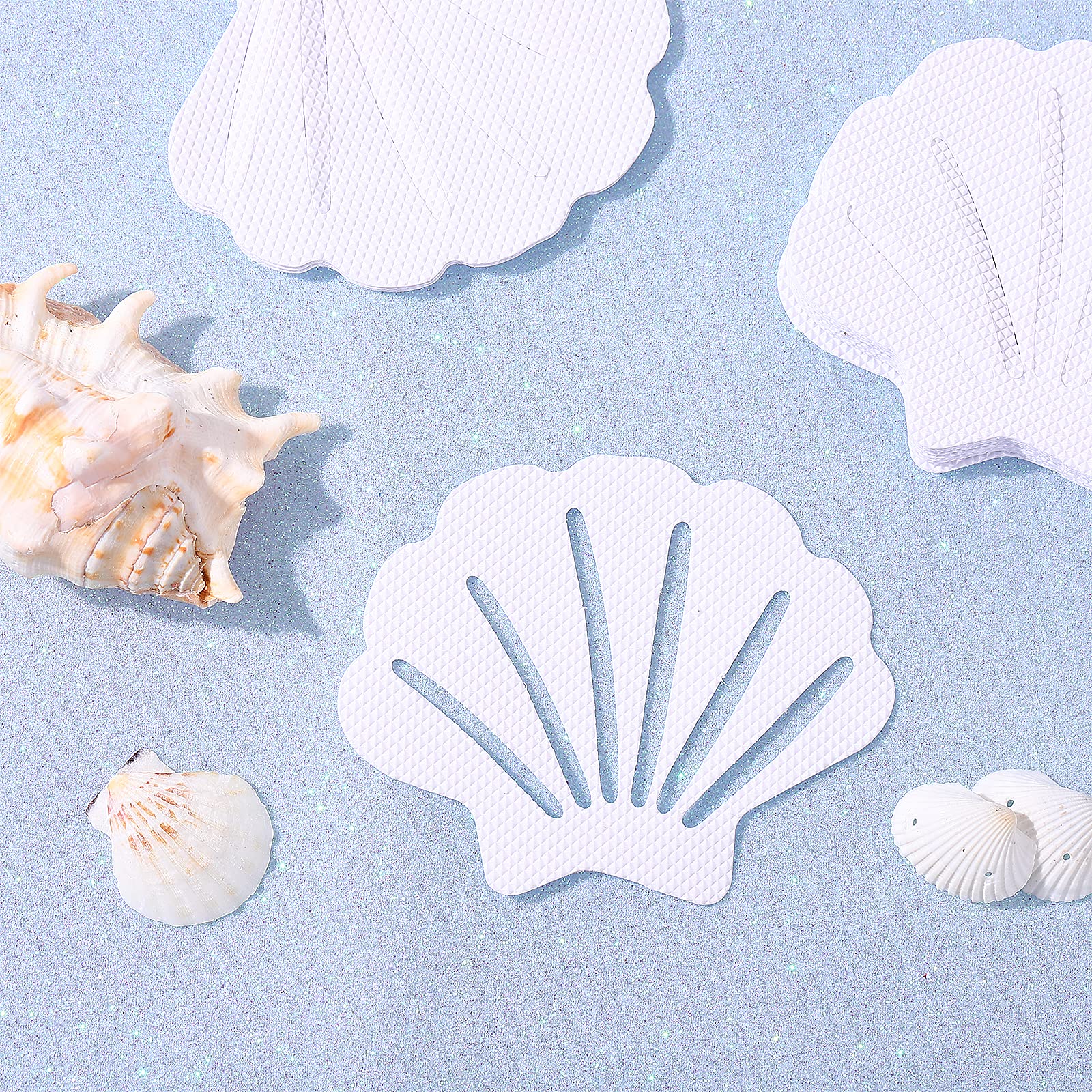 **Cabilock 12PCS Non-Slip Shower Mat Stickers - Waterproof Bathroom Floor Decals, Anti-Slip Bathtub Stickers with Sea Shell Design for Safety & Style - Perfect for Bathroom, Toilet, and Shower Floors**