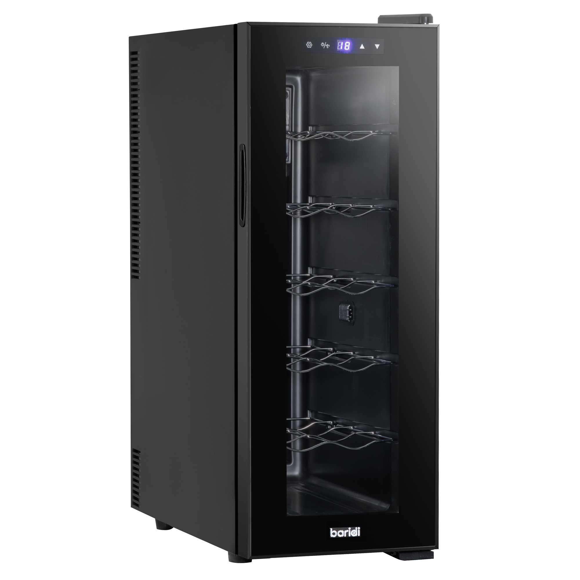 Baridi 12 Bottle Wine Cooler Refrigerator - Ultra Quiet 25dB, Touch Control LED Display, Black (DH73) - Perfect for Home, Office, or Restaurant Wine Storage