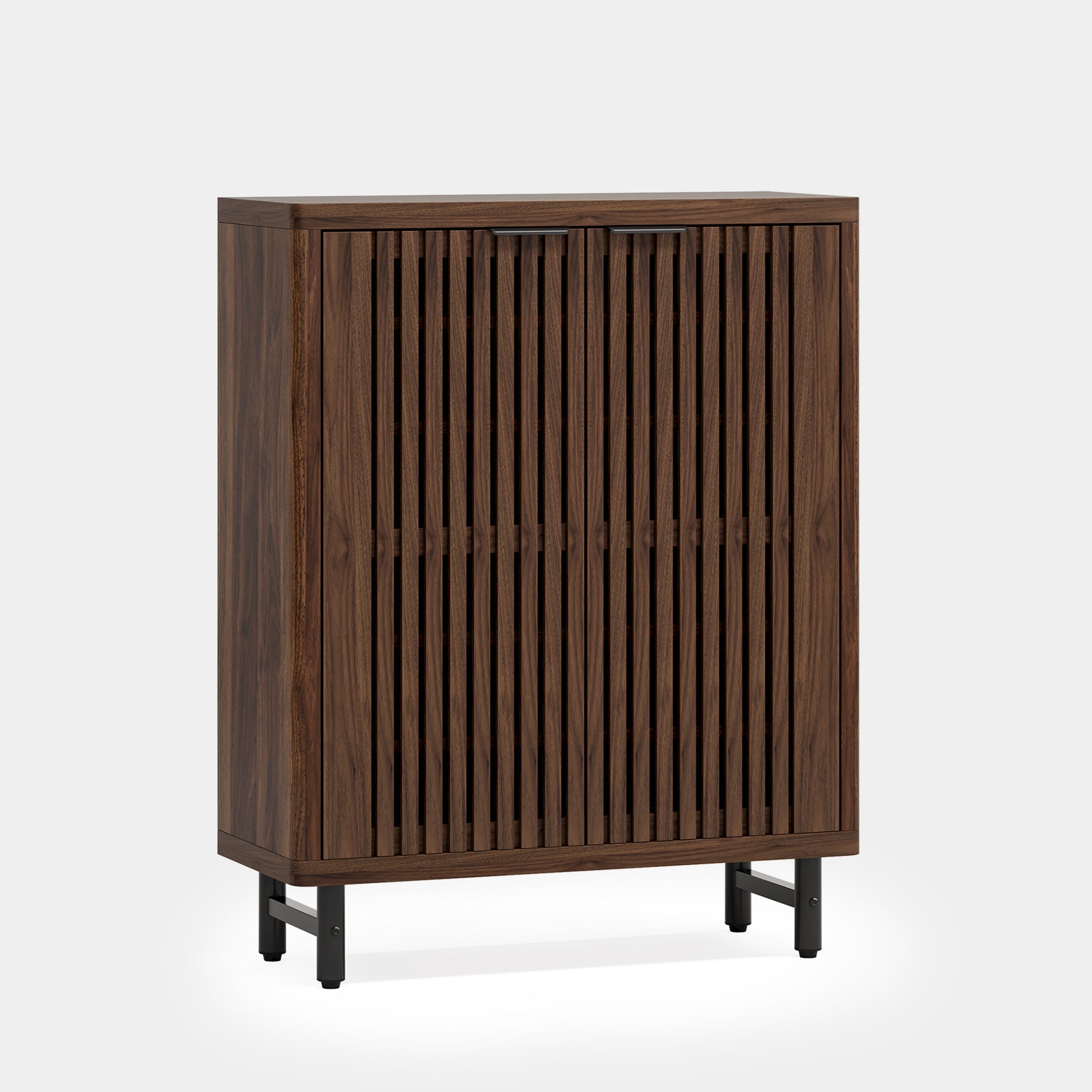 6 Tier Wooden Shoe Cabinet with Louvered Doors & Adjustable Shelves - Space Saving Entryway Storage Organizer for Shoes, Boots & Home Decor - Perfect for Hallway, Closet & Apartment Living