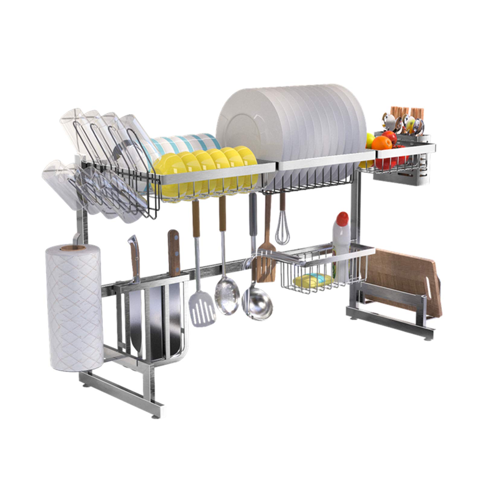 Stainless Steel Dish Rack - Large Over The Sink Dish Drainer & Drying Rack for Kitchen, 304 Stainless Steel Dish Dryer with Stable Base - Perfect for Restaurants, Home Use & Space Saving Storage