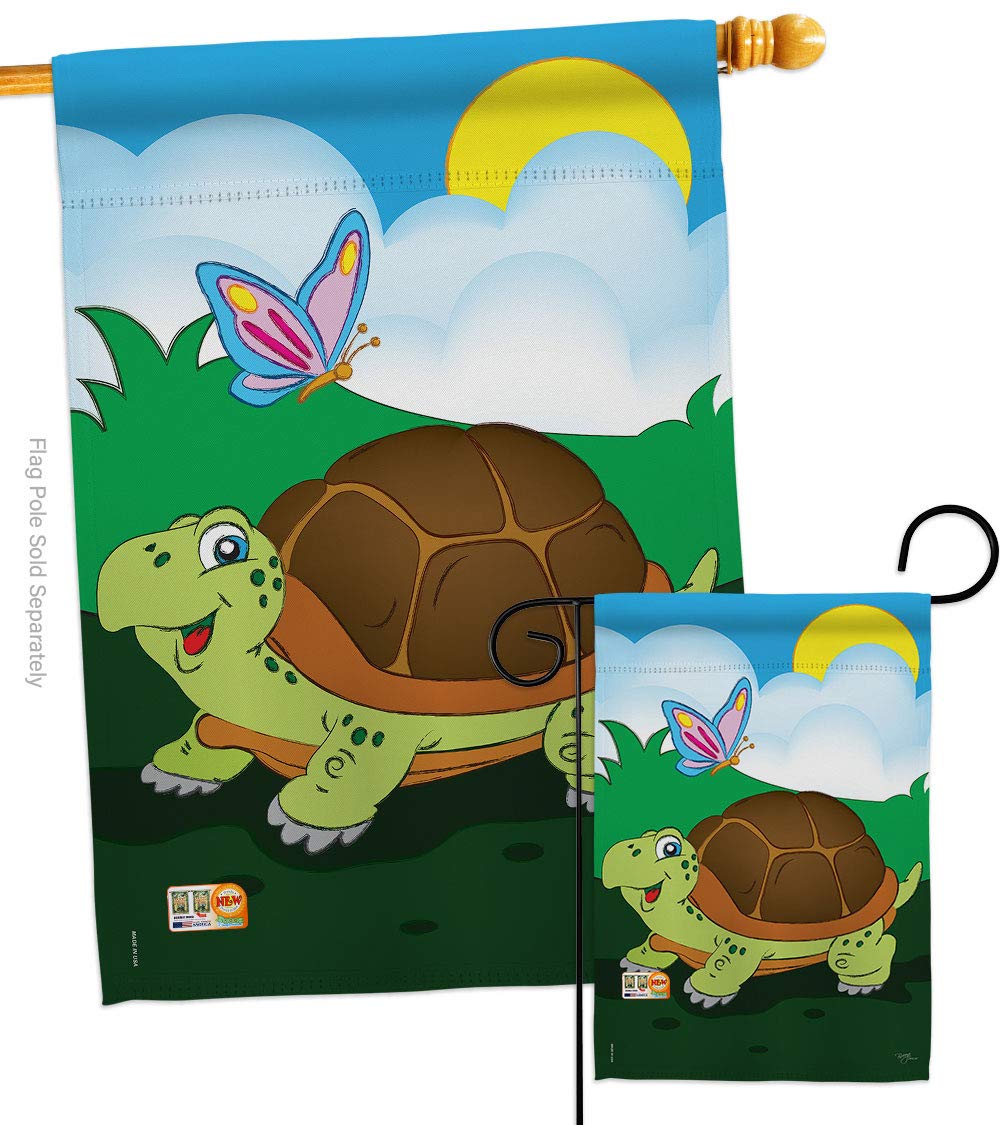 Double-Sided Turtle Garden House Flags Set - 28x40 Inch Outdoor Decorative Yard Banner with Animal Critter Designs (Bee, Ladybug, Pet, Nature) - Perfect for Garden, Patio, Lawn & Home Decor Gifts