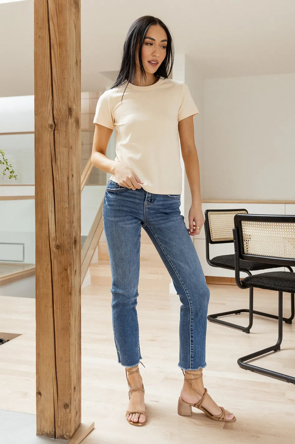 Premium Cotton Mckenna T-Shirt in Soft Cream Color - Comfortable Casual Wear for Women, Perfect for Everyday Outfits, Lounging, and Weekend Errands