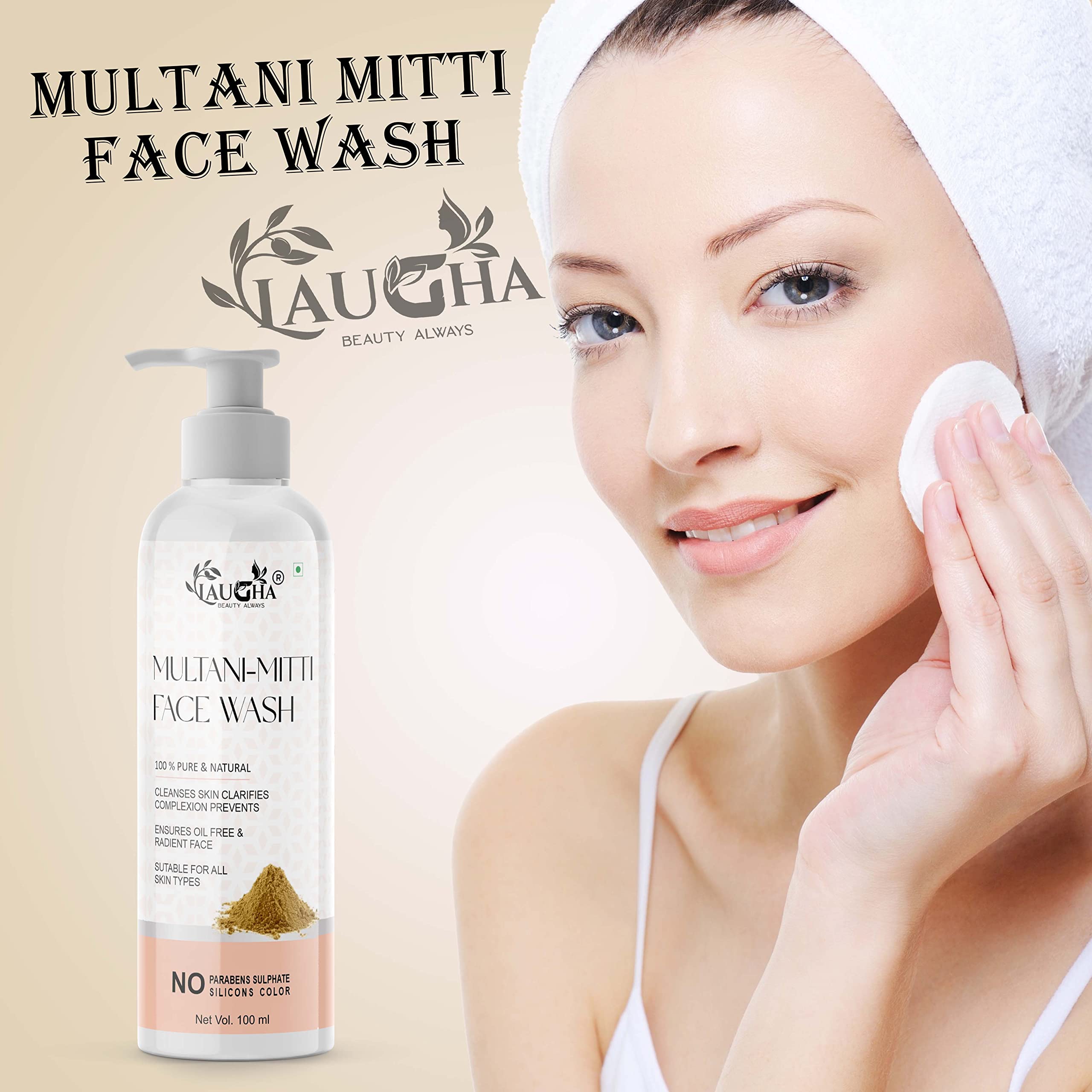 Laugha Multani Mitti Face Wash for Oily Skin - Deep Cleansing, Acne Control & Oil Balancing (100ml) - Best for Daily Skincare Routine & Pimple Prevention