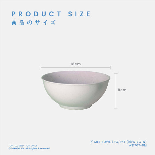 7-Piece MEE BOWL Set - 6PC/PKT (16PKT/CTN) - Premium Asian Rice Bowls for Home & Restaurant Use - Perfect for Serving Noodles, Rice, and Soups - AS1707 6M