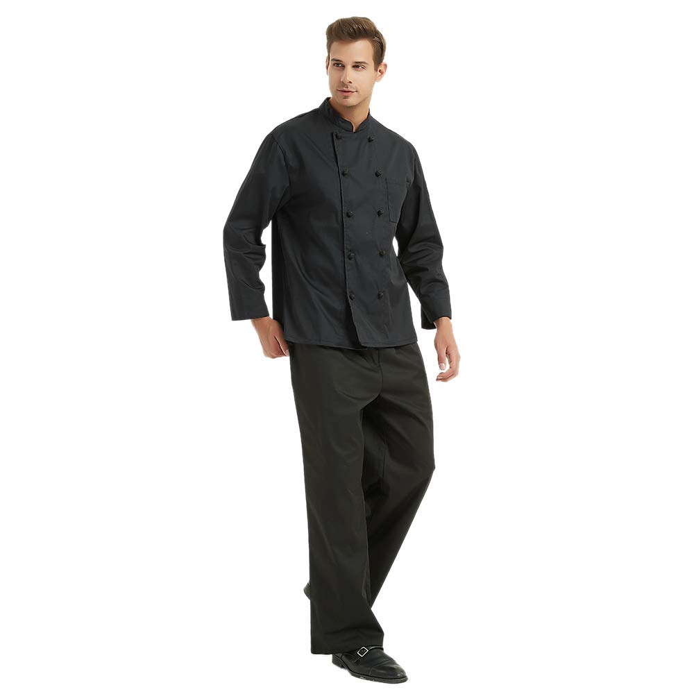TopTie Custom Long Sleeve Chef Coat - Personalized Embroidery or Heat Transfer - Unisex Professional Kitchen Uniform for Chefs & Culinary Students