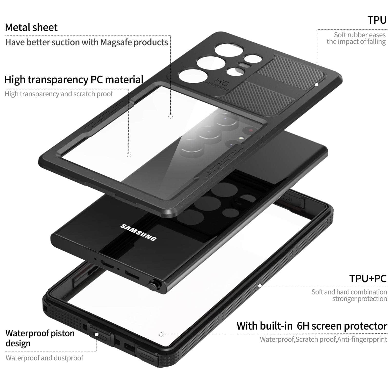 Samsung Galaxy S23 Ultra Waterproof Case with MagSafe - Shockproof, Dustproof & Snowproof Protection for Outdoor Adventures & Extreme Sports