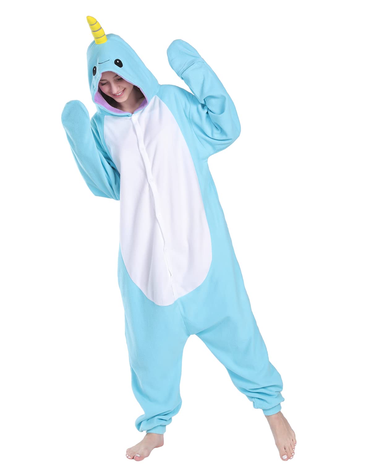 WOTOGOLD Narwhal Unisex Adult Animal Cosplay Costume - Soft & Comfortable Pajamas for Halloween, Christmas Parties & Cosplay Events