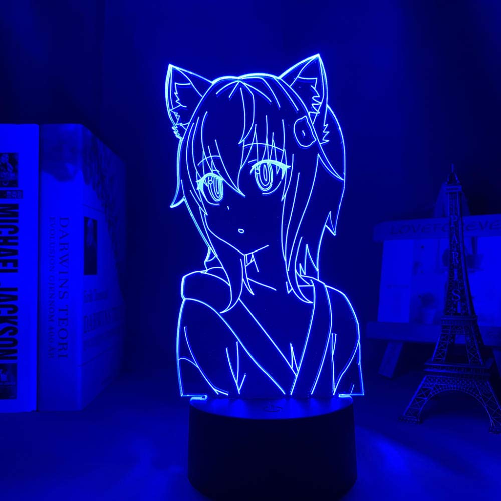 3D Illusion Night Light - Anime Toujou Koneko LED Lamp with 7 Color Changing Modes, Touch Control for Kids Bedroom Decor, Birthday Gift, Manga Lovers | Perfect for Nursery, Children's Room, and Anime-Themed Spaces