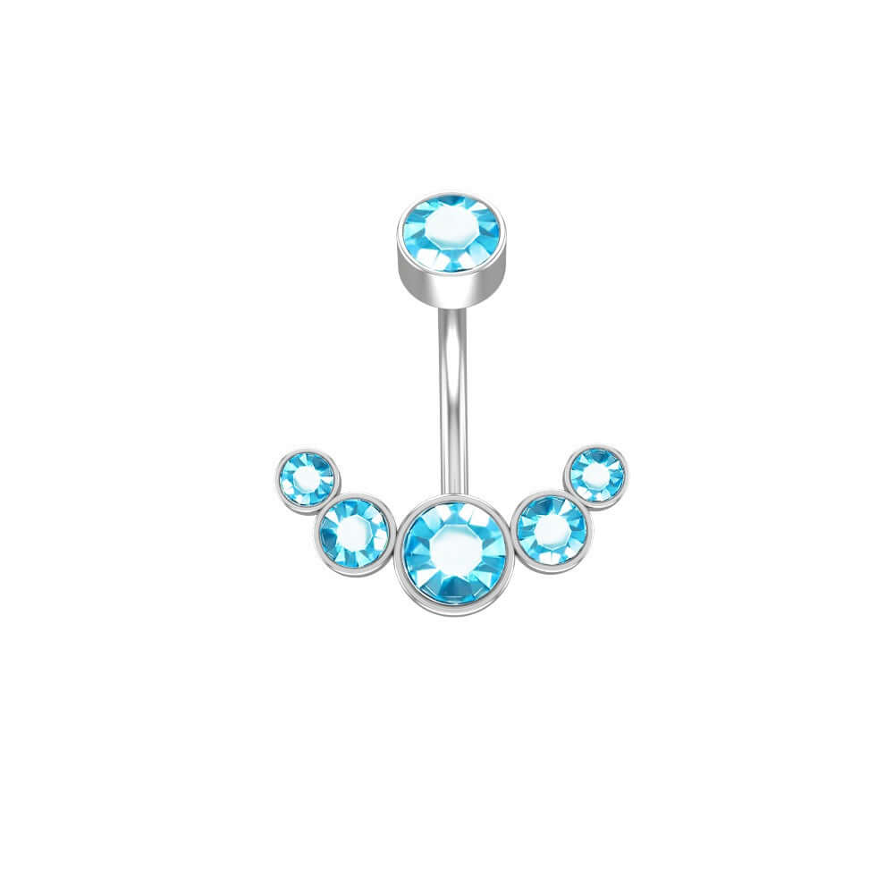 Czech Diamond Navel Ring - Premium 316L Surgical Steel Belly Button Ring | WH6012 for Body Piercing Jewelry & Belly Dance Accessories