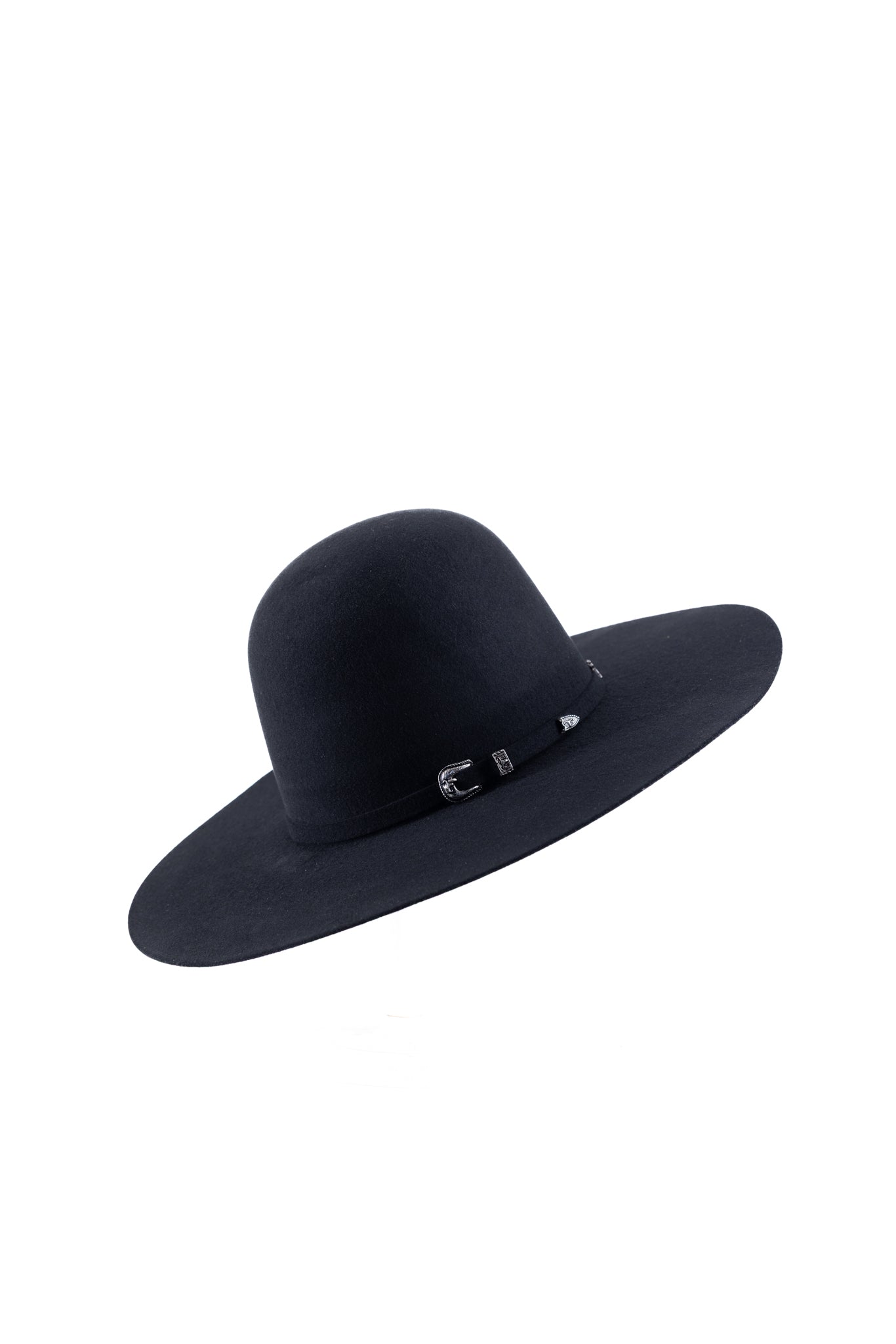 Rock'em 4X Black Open Crown Felt Cowboy Hat for Men - Western Rodeo Rancher Outfit Accessories - Perfect for Country Music Festivals & Outdoor Adventures