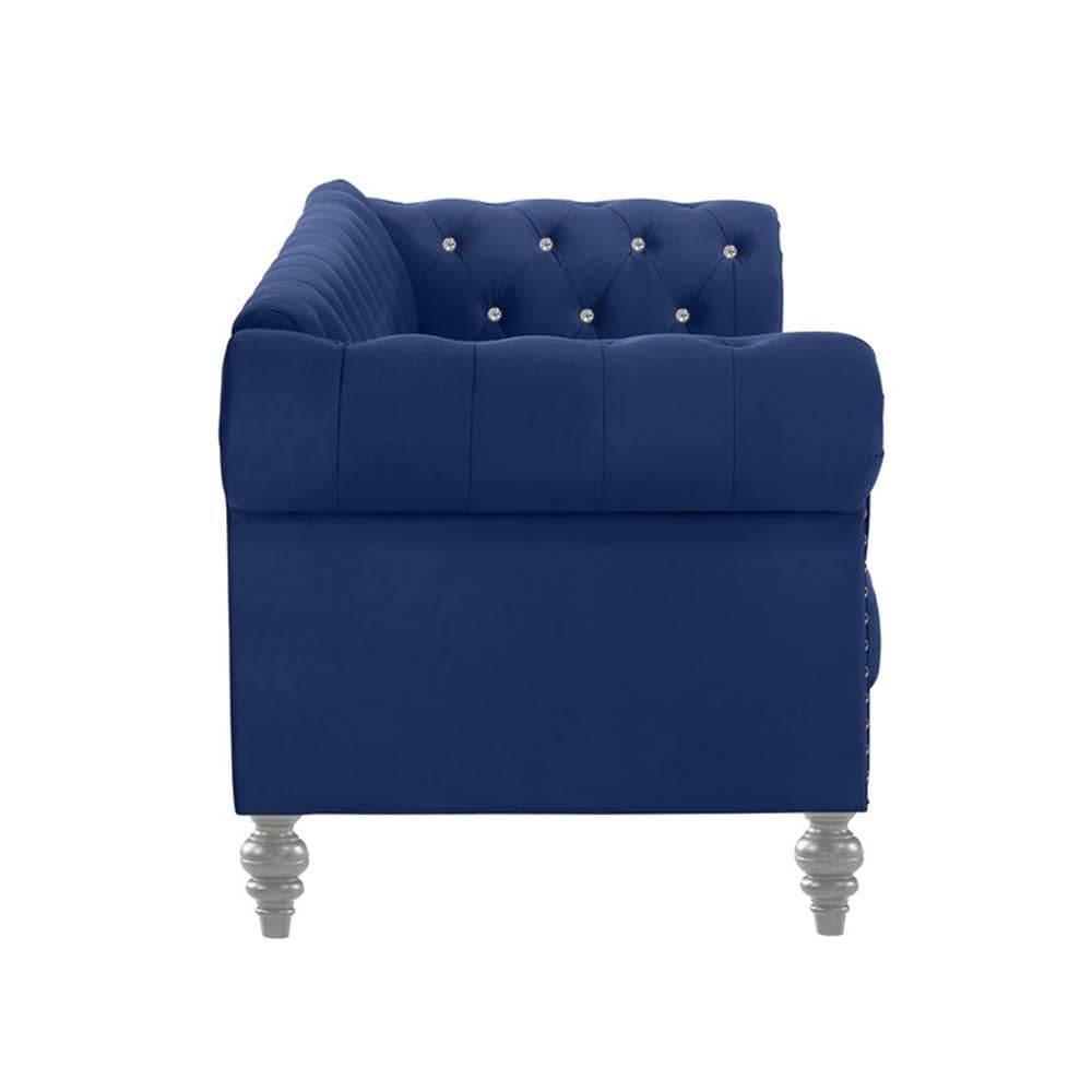 Emma Velvet Chesterfield Style Chair with Crystal Button Tufts - Royal Blue Classic Furniture for Living Room, Office & Lounge | Elegant Home Decor & Comfortable Seating