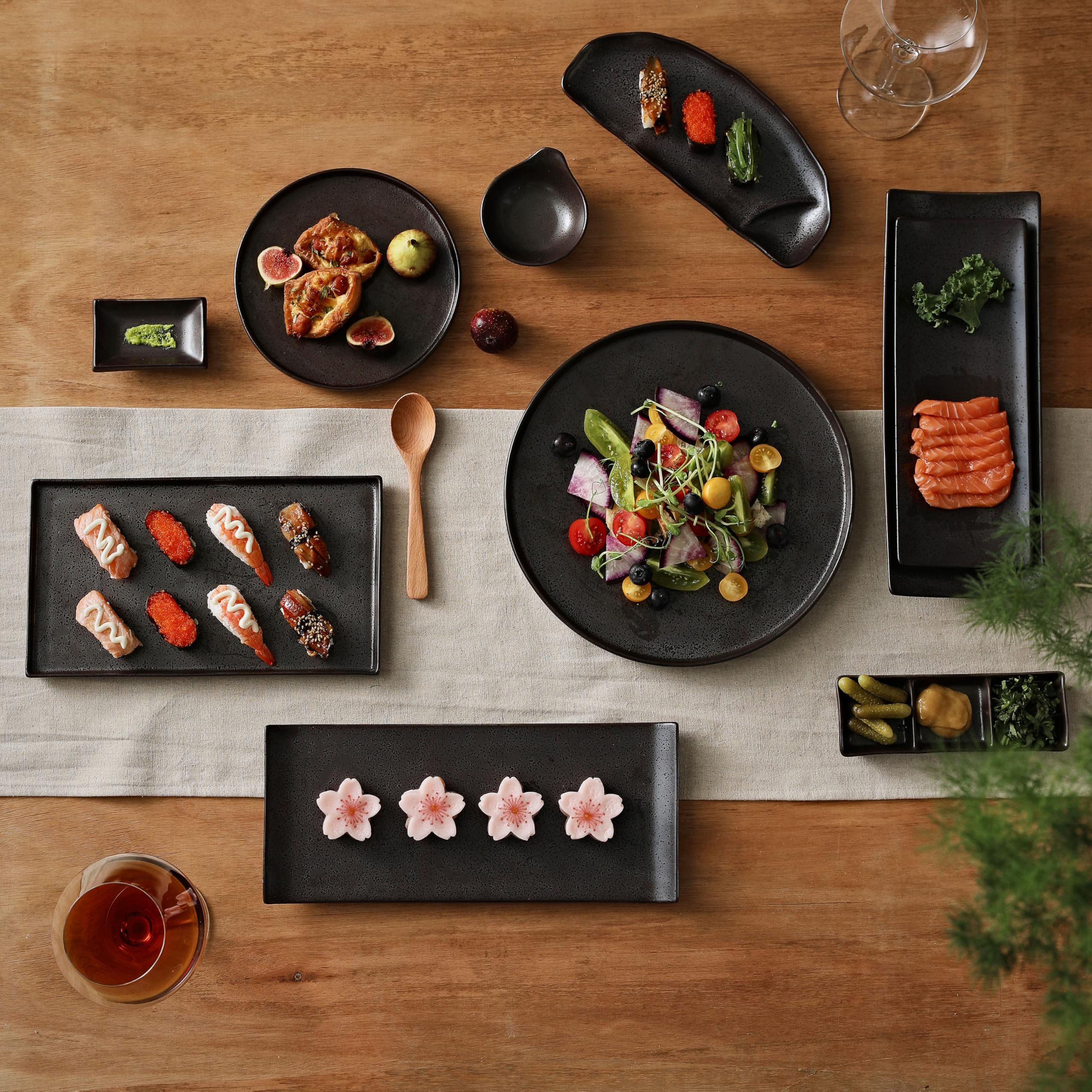 4 Inch Ceramic Sauce Dish - Japanese Rectangular Sushi Dipping Bowl, Appetizer Plates for Soy Sauce, Wasabi & Snacks (4-Pack, Dark Brown) - Perfect for Home Kitchen, Sushi Parties & Asian Dining Experience