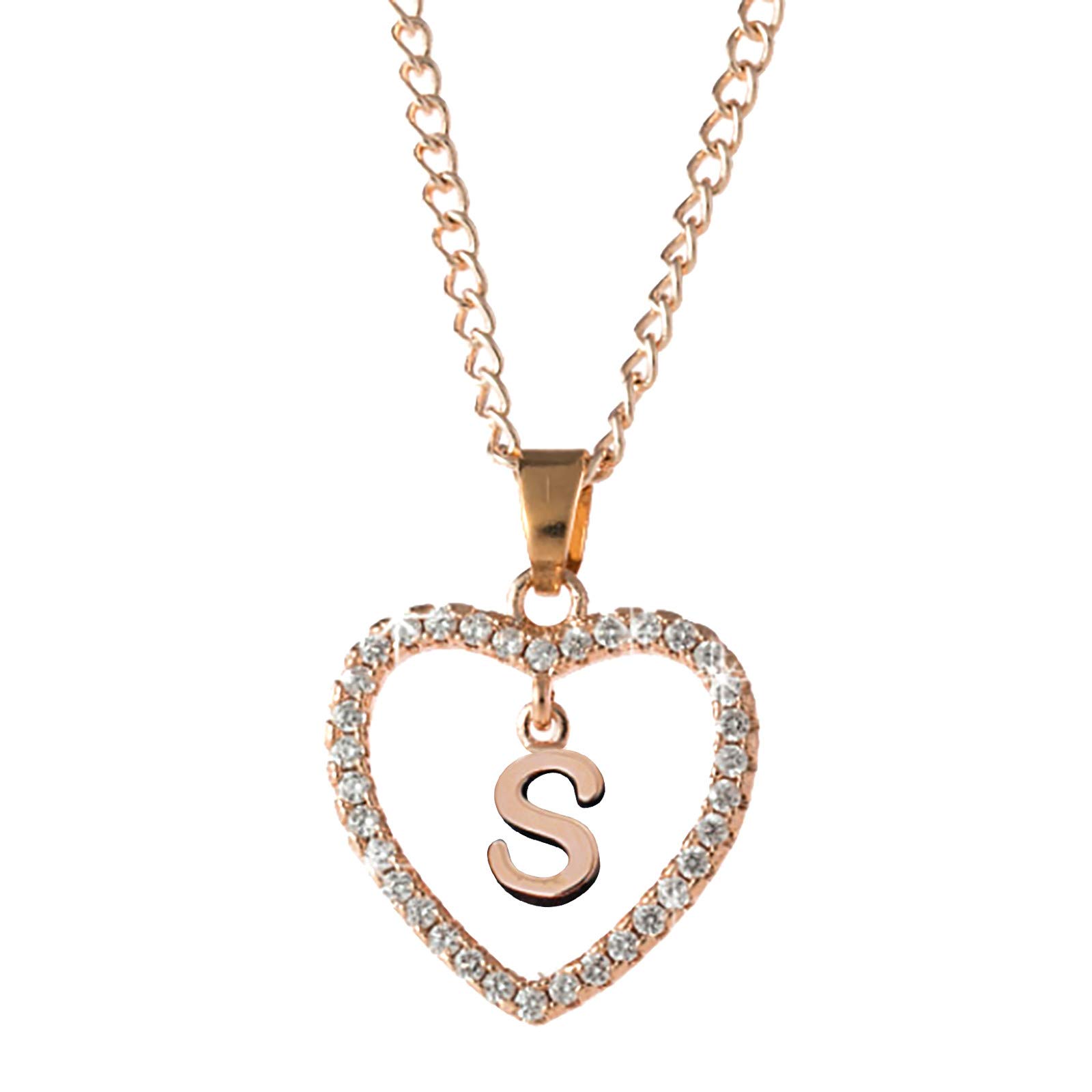 Personalized Women's Letter Necklace - 26 Alphabet Charms with Zircon Heart Pendant, Dainty Gold/Silver Love Jewelry for Gifts, Anniversaries & Everyday Wear