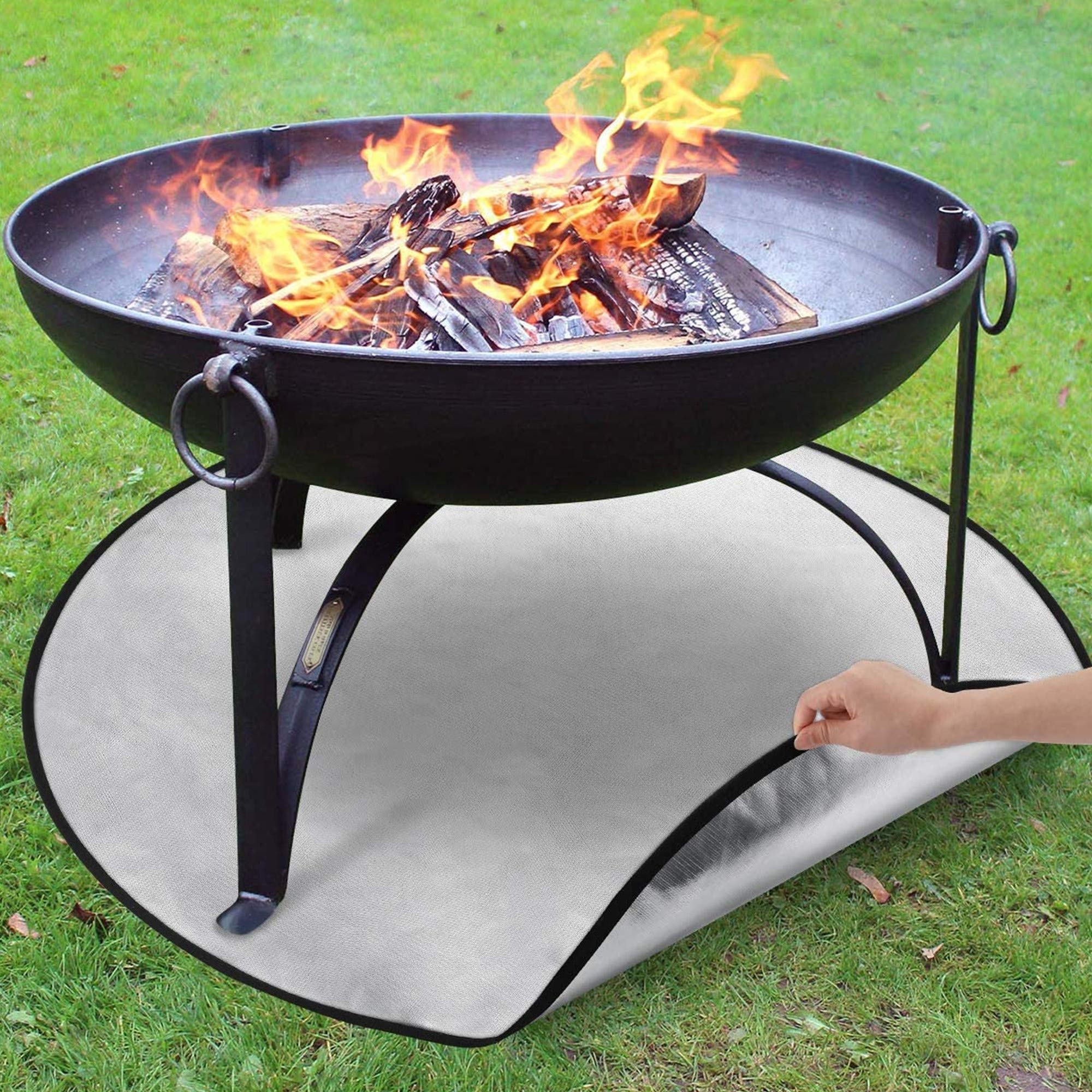 36 Inch Round Fire Pit Mat - Heavy Duty Deck Protector for Chiminea, Solo Bonfire, Grill & Stove - Heat Resistant Patio Floor Pad for Lawn, Garden & Outdoor Gatherings