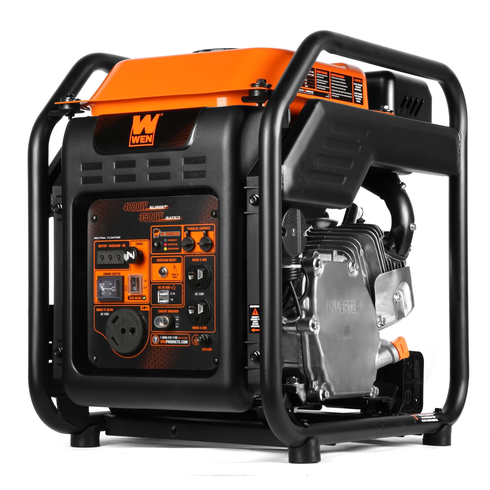 WEN DF402iX 4000W Dual Fuel Inverter Generator with CO Shutdown - RV Ready Portable Power for Camping, Emergencies & Outdoor Activities