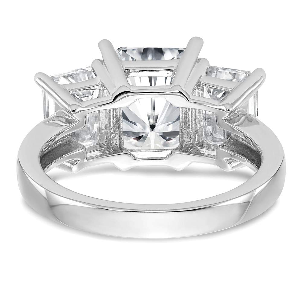 14K White Gold Octagon Radiant Three Stone Engagement Ring for Wedding Proposal