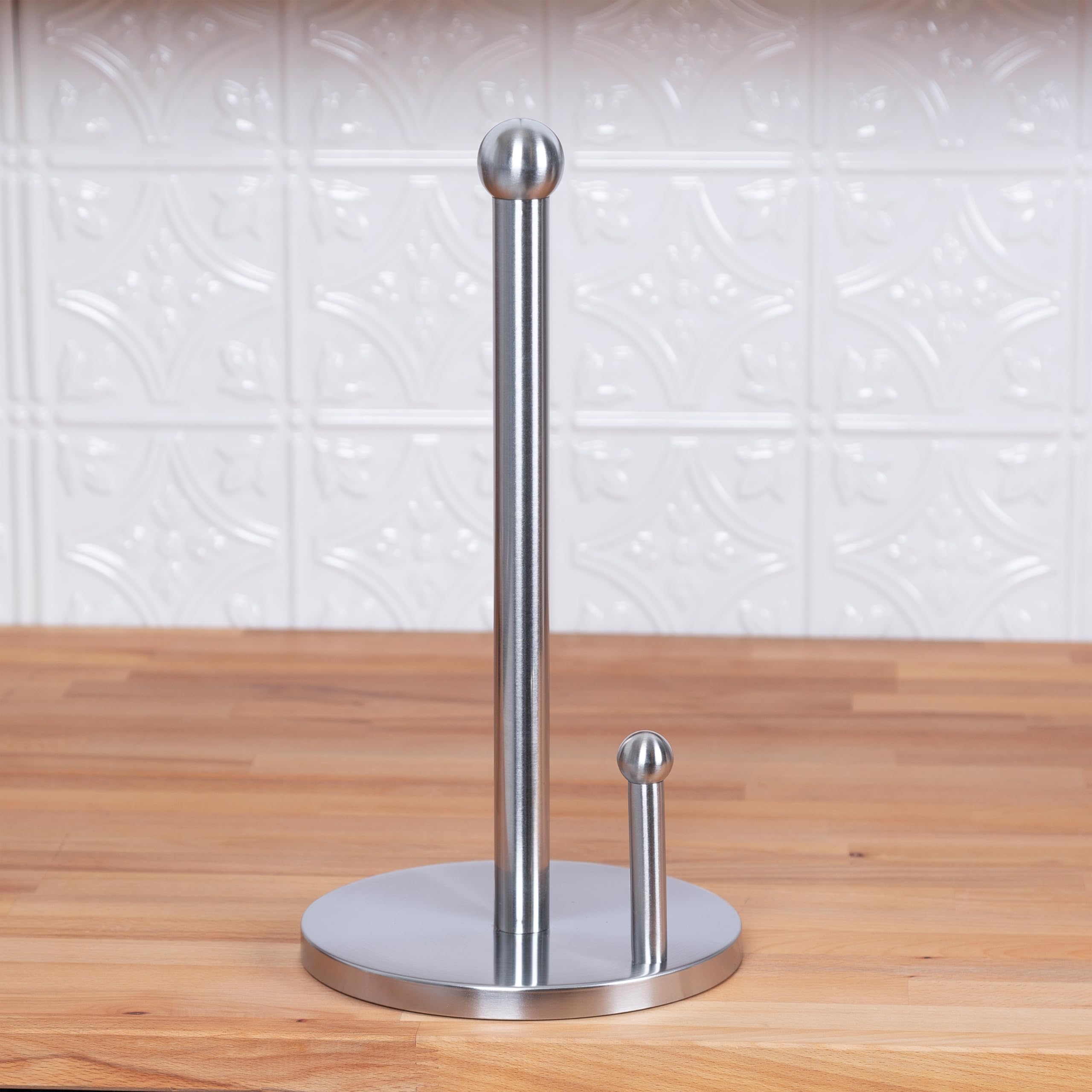 Honey-Can-Do KCH-01077 Stainless Steel Paper Towel Holder - Durable Kitchen Organizer for Countertop, Bathroom & Office - Perfect for Paper Towels, Napkins & Wrapping Paper