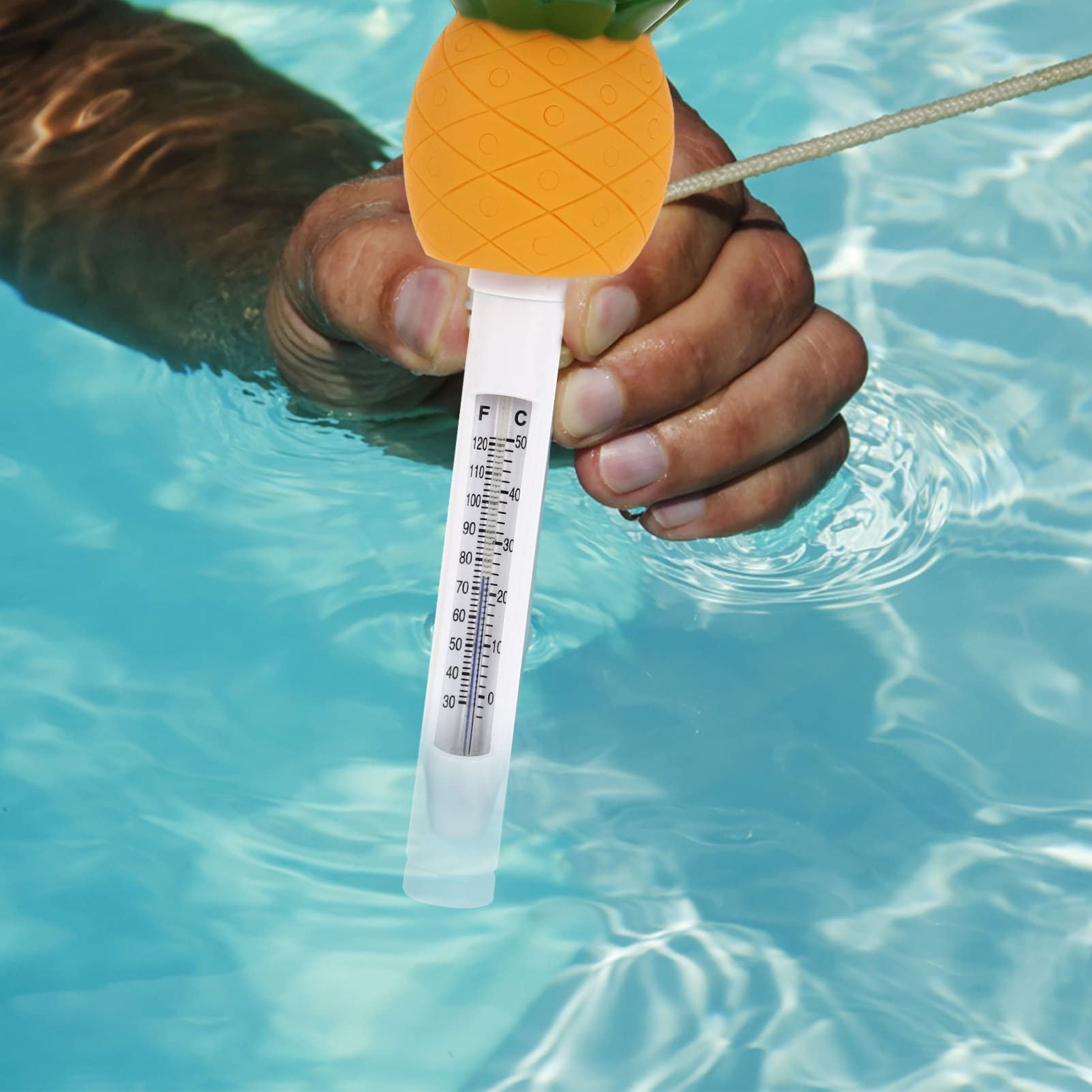 DOITOOL Floating Pool Thermometer - Large Pineapple-Shaped Water Temperature Gauge for Easy Reading in Outdoor & Indoor Swimming Pools, Spas, Hot Tubs - Perfect for Pool Parties, Backyard Relaxation, and Spa Maintenance