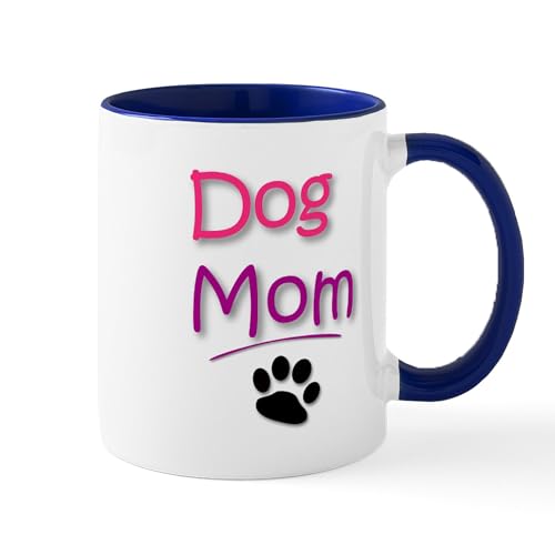 White/Navy Inside - Dog Mom With Dog Paw Mugs