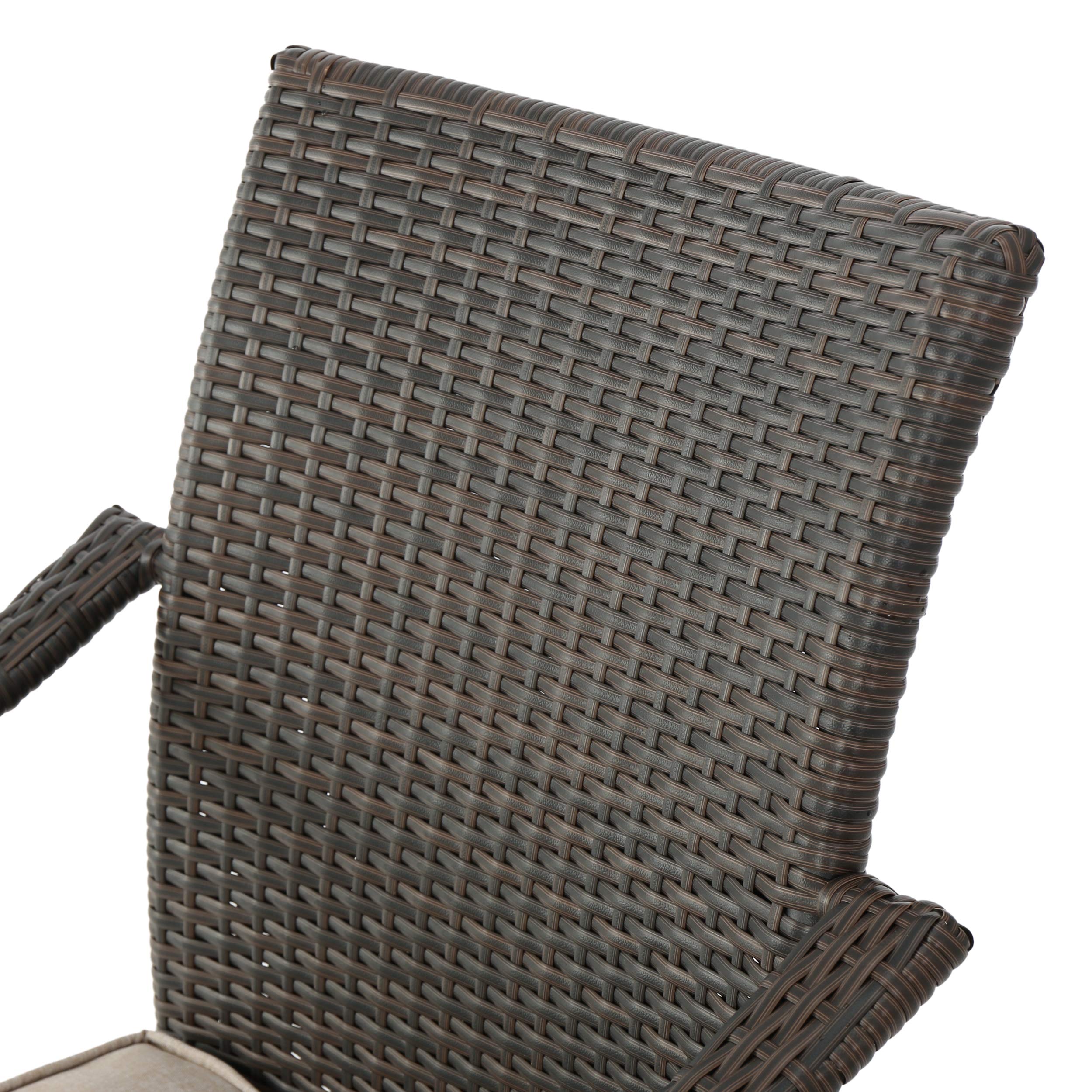 Premium 8-Piece Outdoor Dining Set - Dark Brown Wood & Wicker Patio Furniture for Backyard, Garden, Poolside - Weather-Resistant 8-Seater Table with Chairs - Perfect for Entertaining, BBQs, and Al Fresco Dining