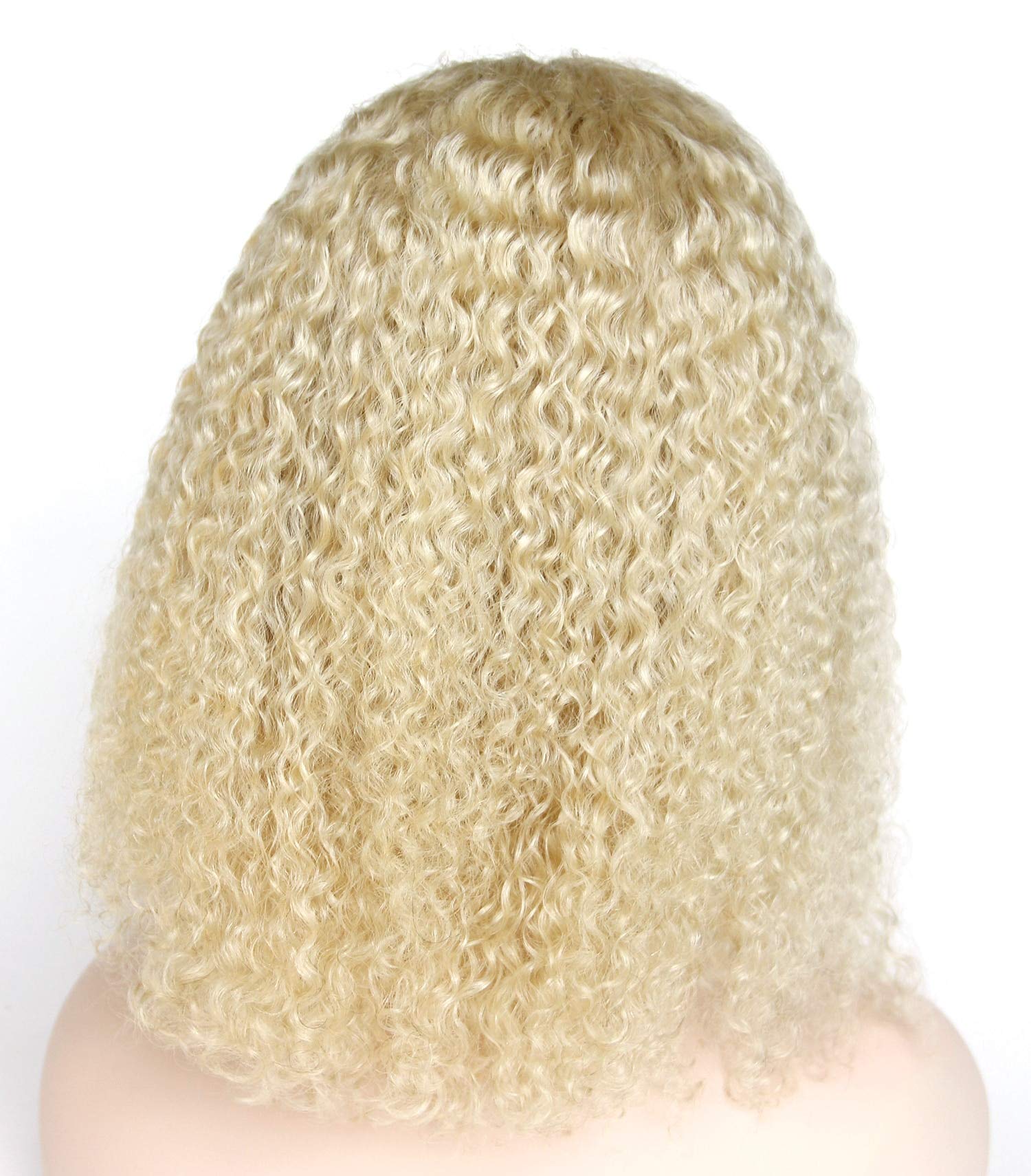 #613 Blonde Deep Curly Human Hair Lace Front Wig - 12