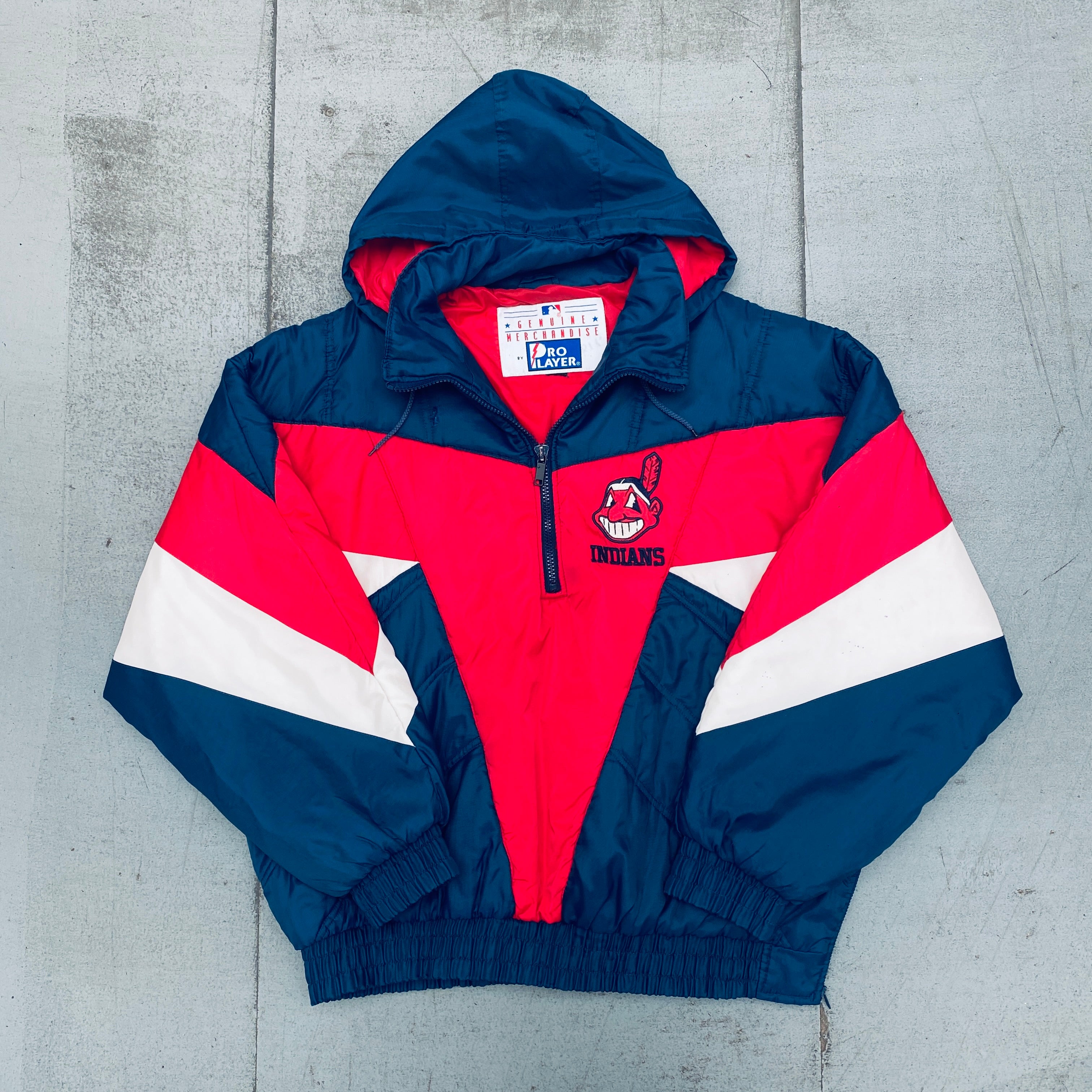 Cleveland Indians 1990s Pro Player 1/4 Zip Breakaway Jacket XXL - Vintage Baseball Pullover for Fans, Game Day Outfits & Retro Sports Fashion