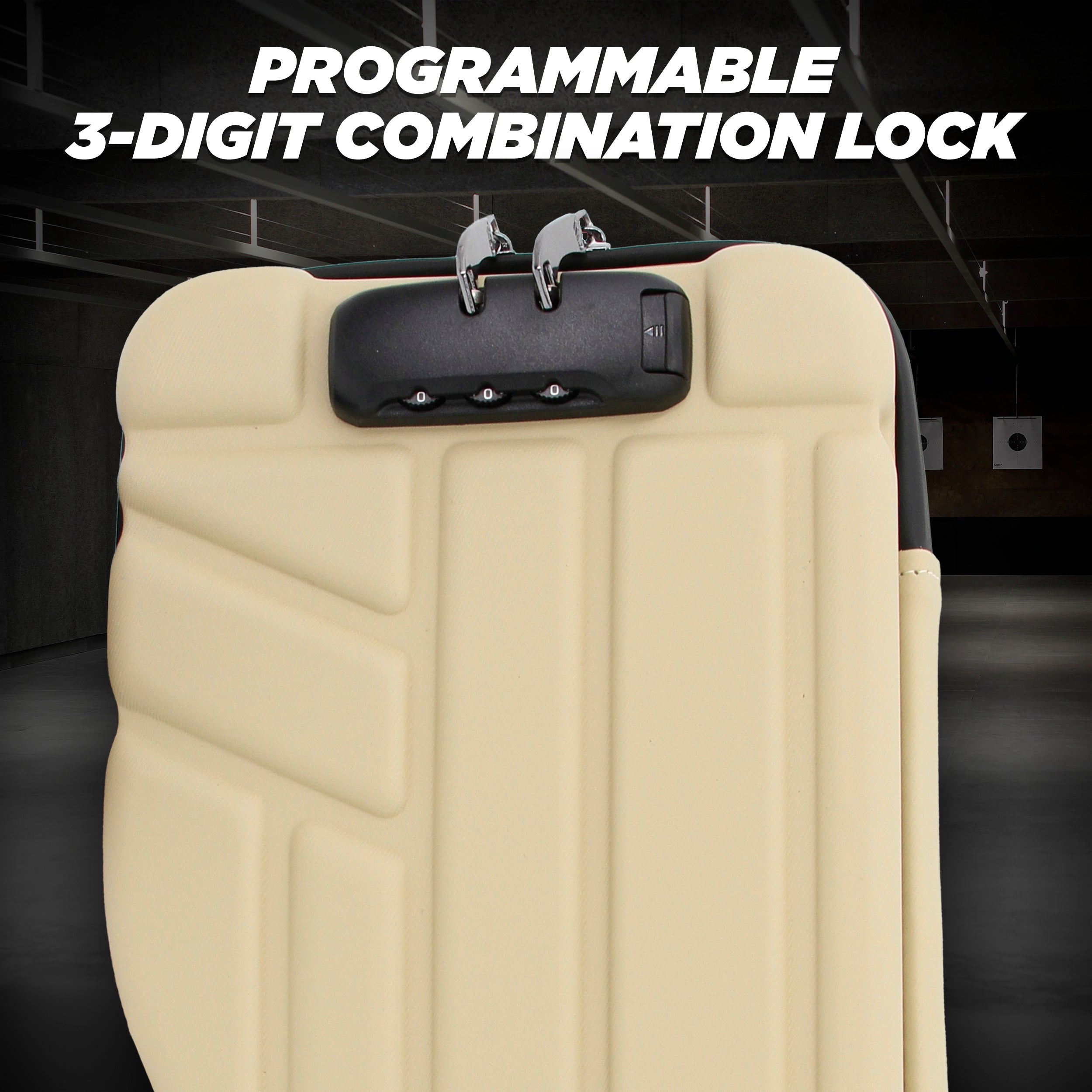 CASEMATIX Locking Pistol Case for Small to Large 9mm Handguns - Secure Gun Storage with Extra Magazine Space & Locking Zippers (Tan) - Perfect for Range, Travel & Home Security