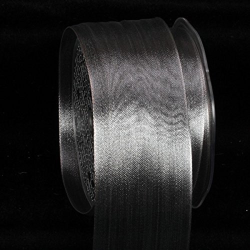 Premium Metallic Gray Solid Wired Craft Ribbon - 2 Inch x 50 Yards Roll for Gift Wrapping, DIY Decorations, Floral Arrangements & Party Decor